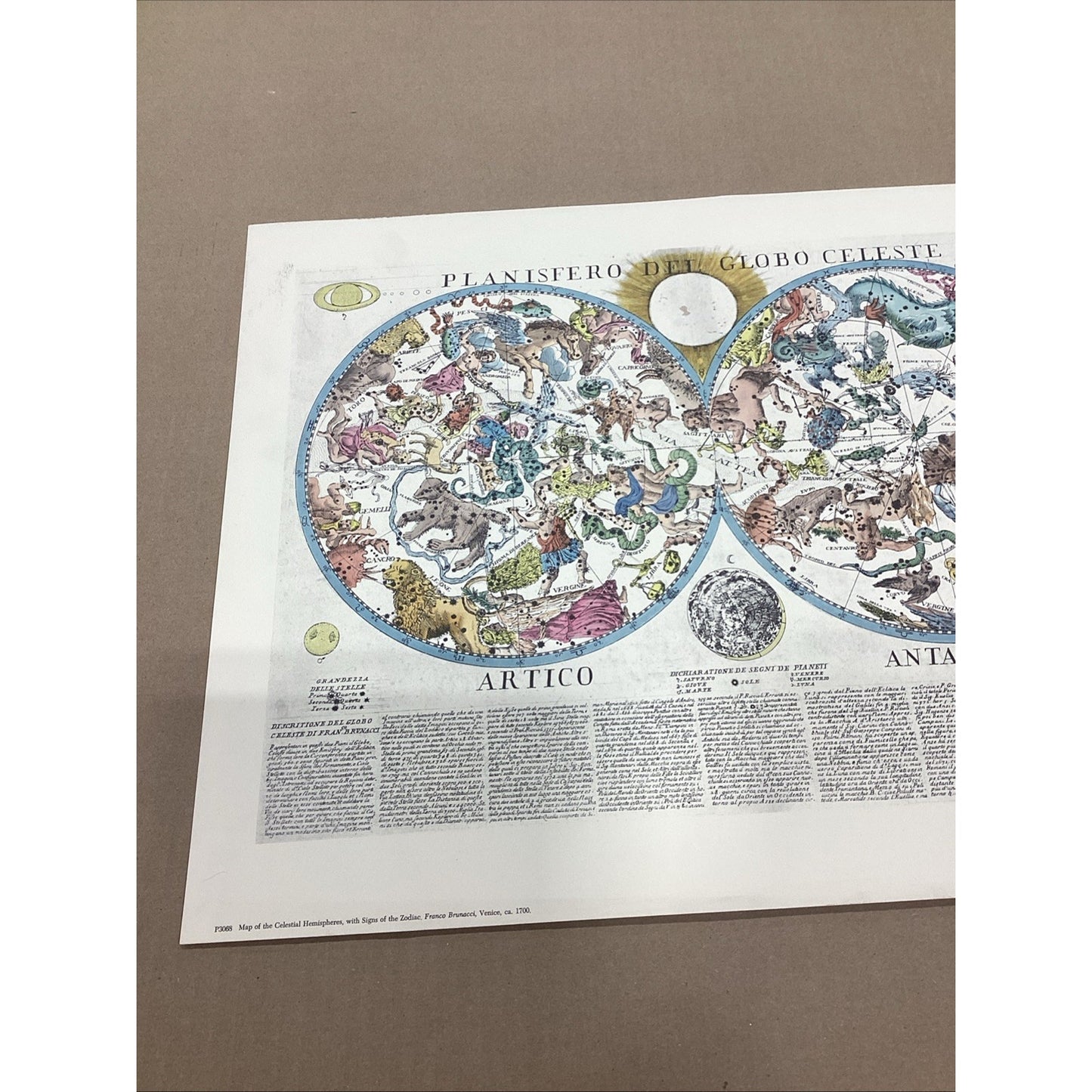 Map Of The Celestial Hemispheres - Artico & Antartico - 18x14” Art Print
