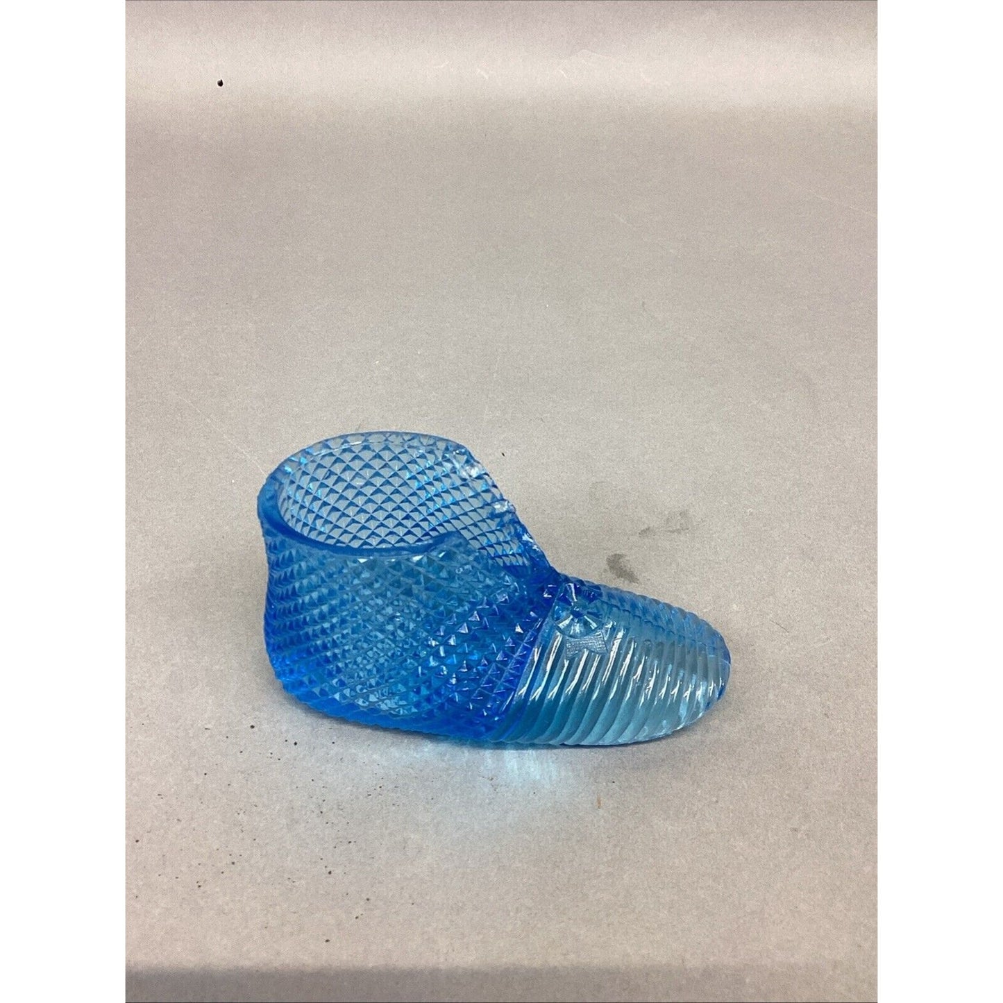 Vintage Fenton Vaseline Glass Blue Baby Slipper Figurine