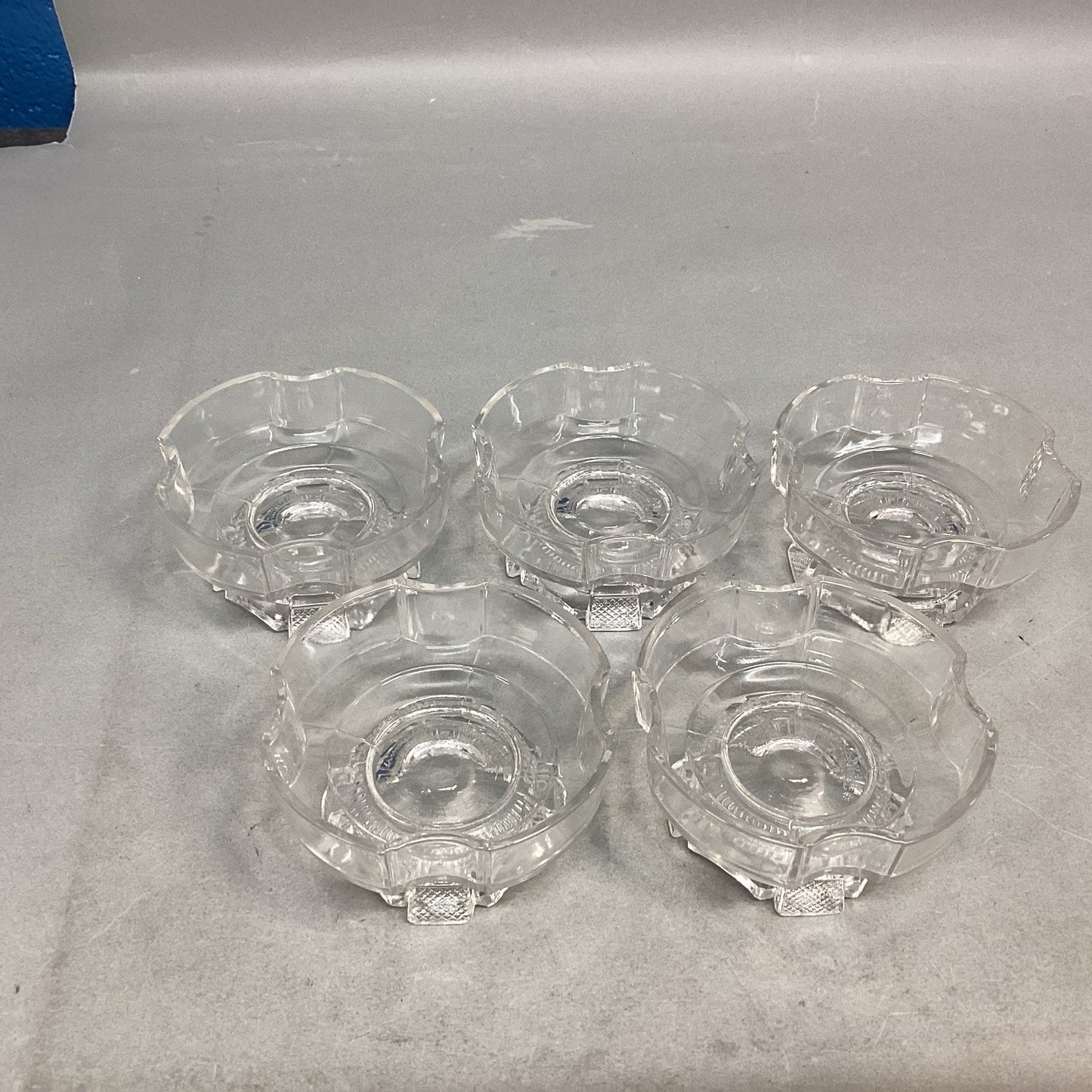 Set Of 5 Antique Duncan & Sons Celtic Cross Glass Honey/Dessert Dishes - c.1882