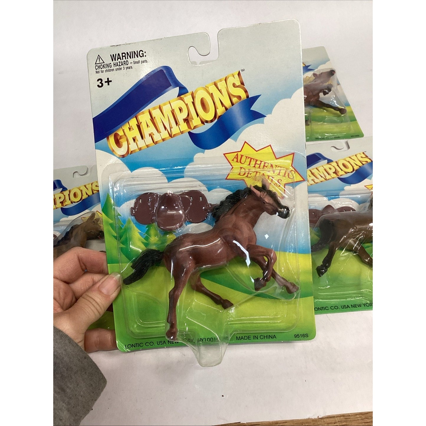 LOT Of 6 NEW Vintage LONTIC CO. Blue Ribbon Champions HORSES w/Saddles - New
