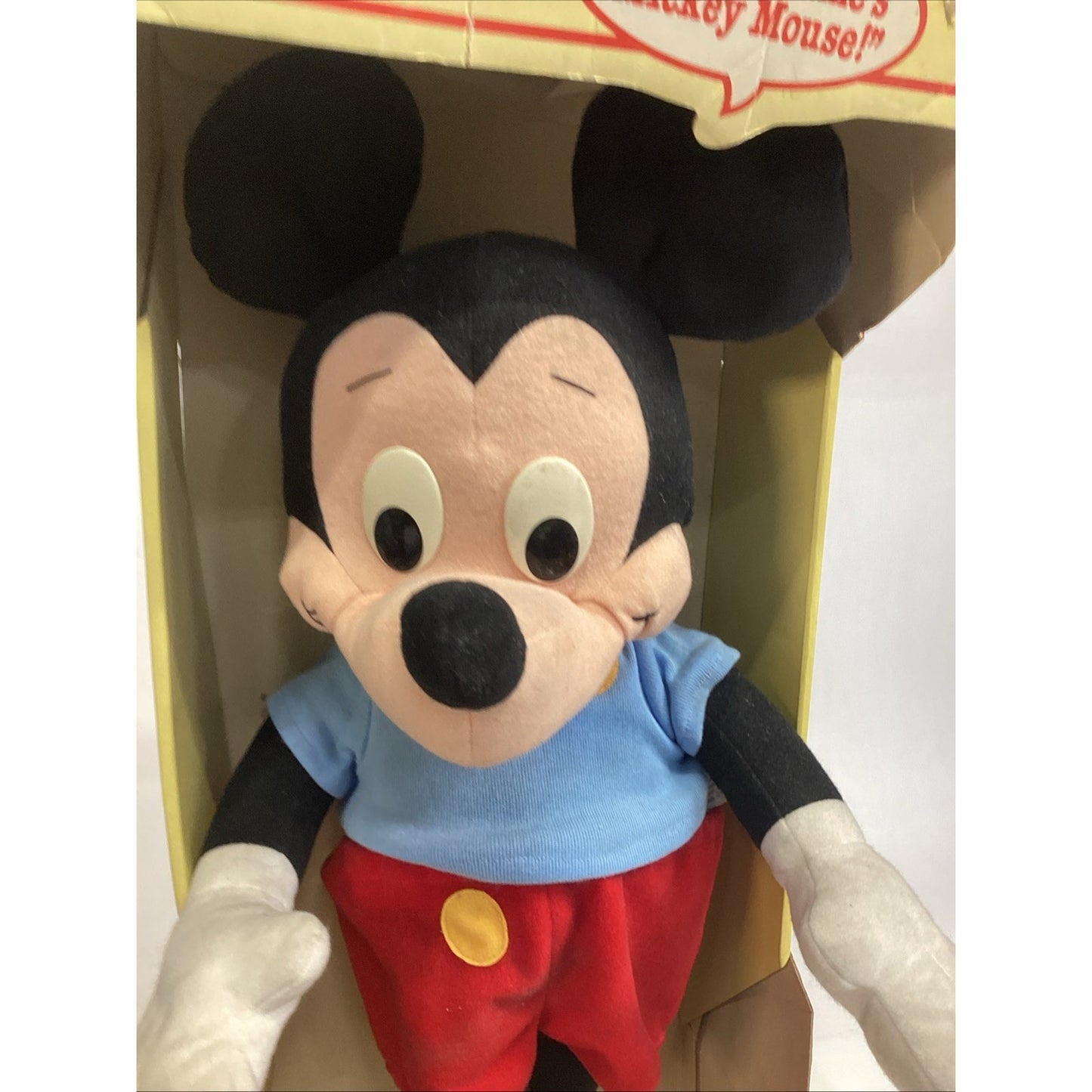 1988 DISNEY Talking Mickey Mouse Pull String Playskool 22" Plush 70488 Works