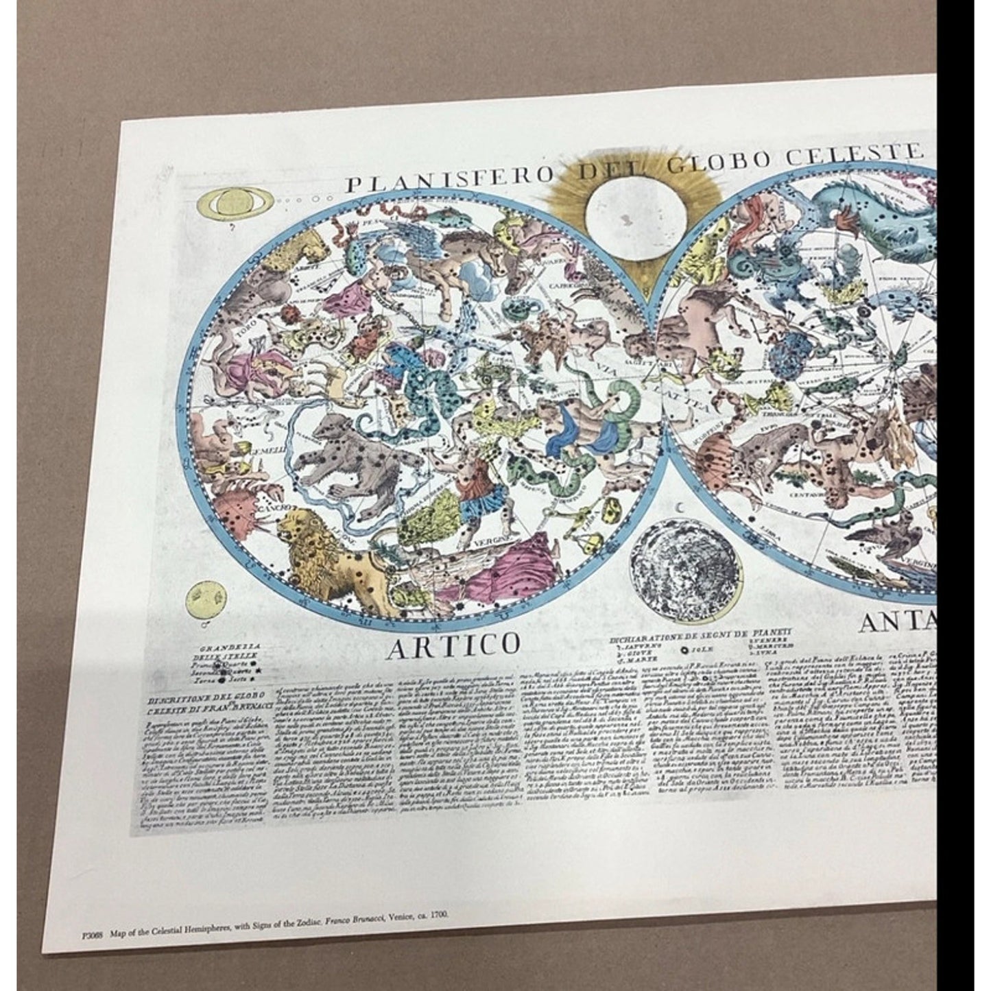 Map Of The Celestial Hemispheres - Artico & Antartico - 18x14” Art Print
