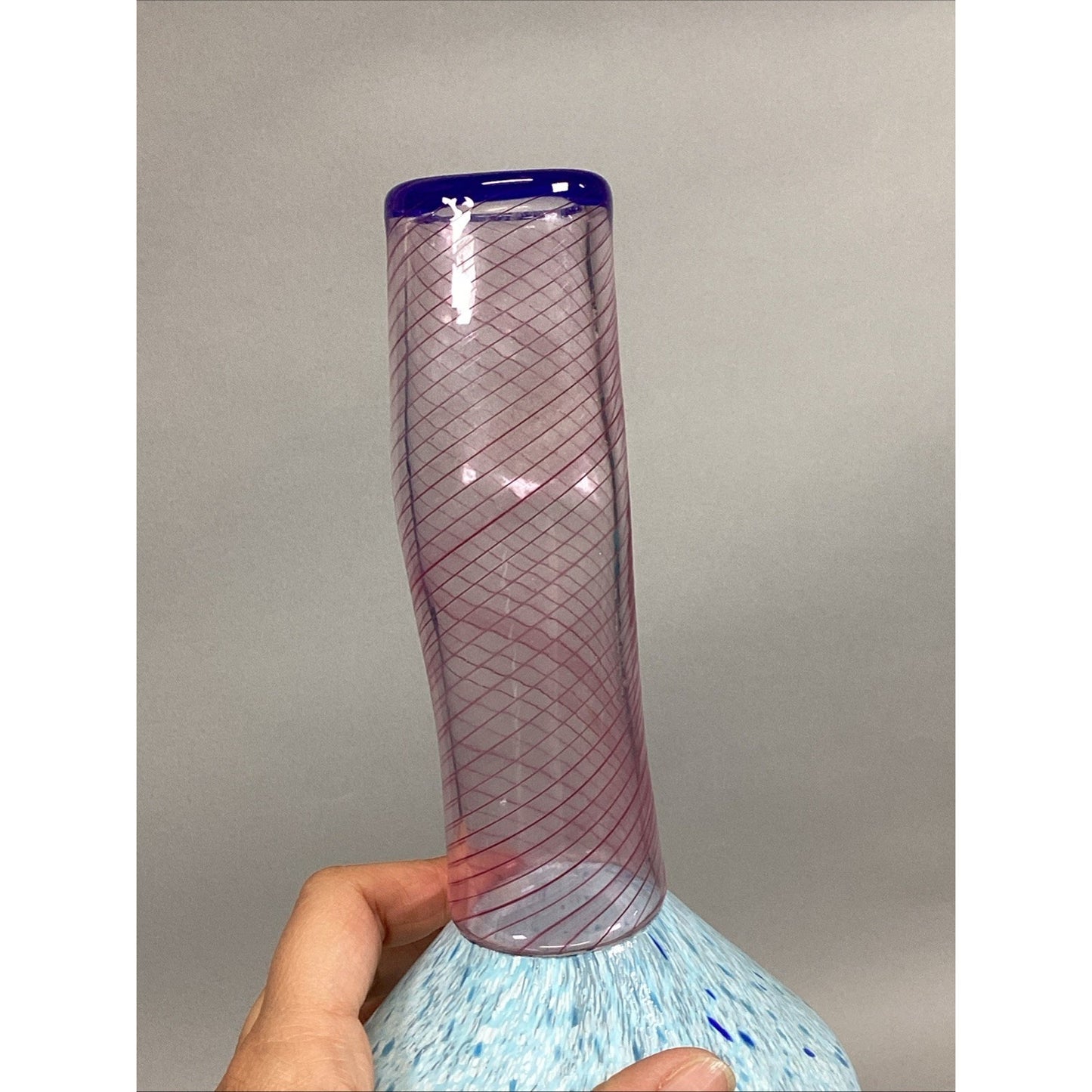 Handblown Speckled Blue Large Glass Decanter - 19”H