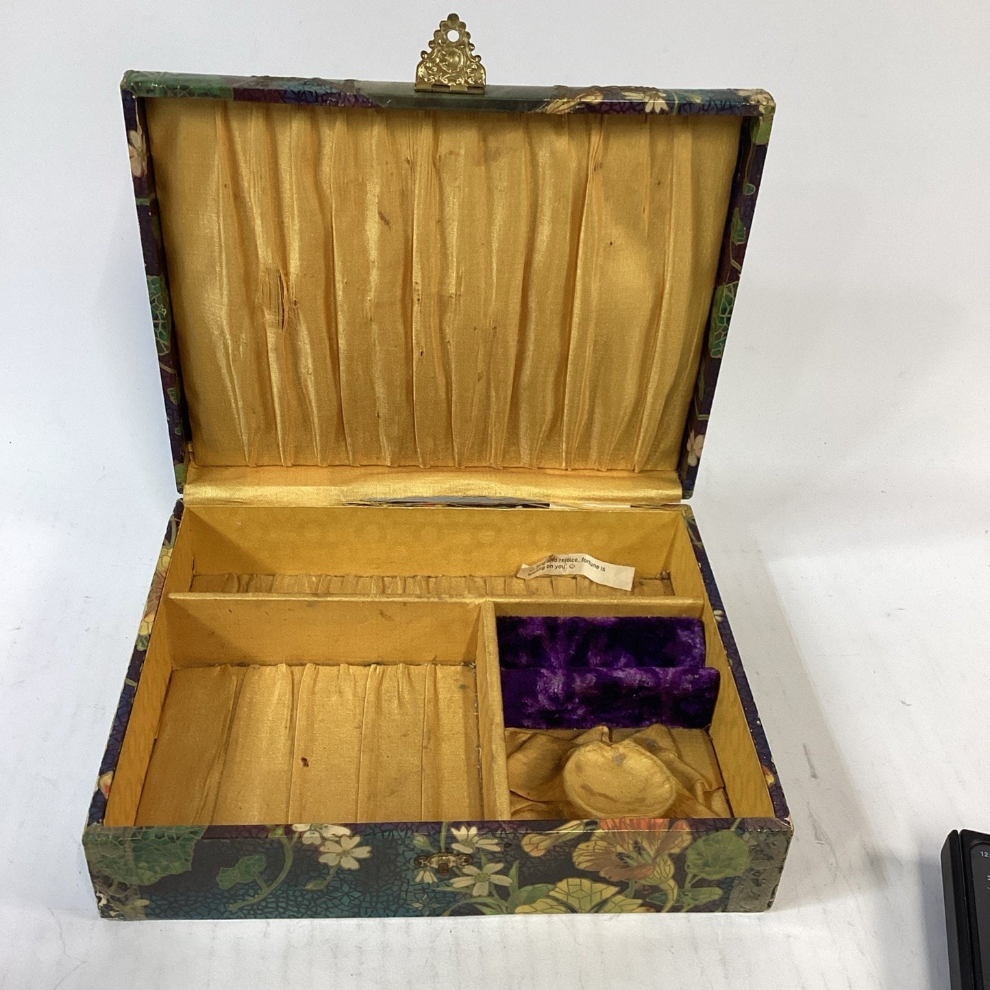 Antique 1900’s Edwardian Lithograph Wooden Jewelry Box W/ Lined Satin - Read