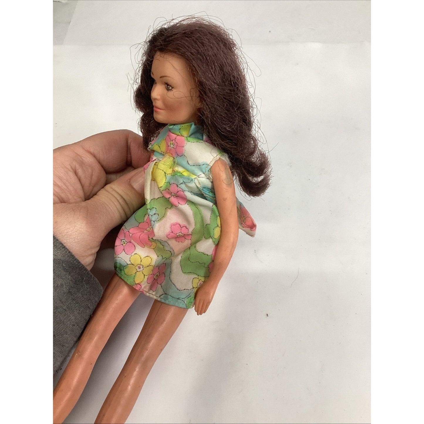 Vintage 1977 Fashion Doll In A Sleeveless Floral Dress