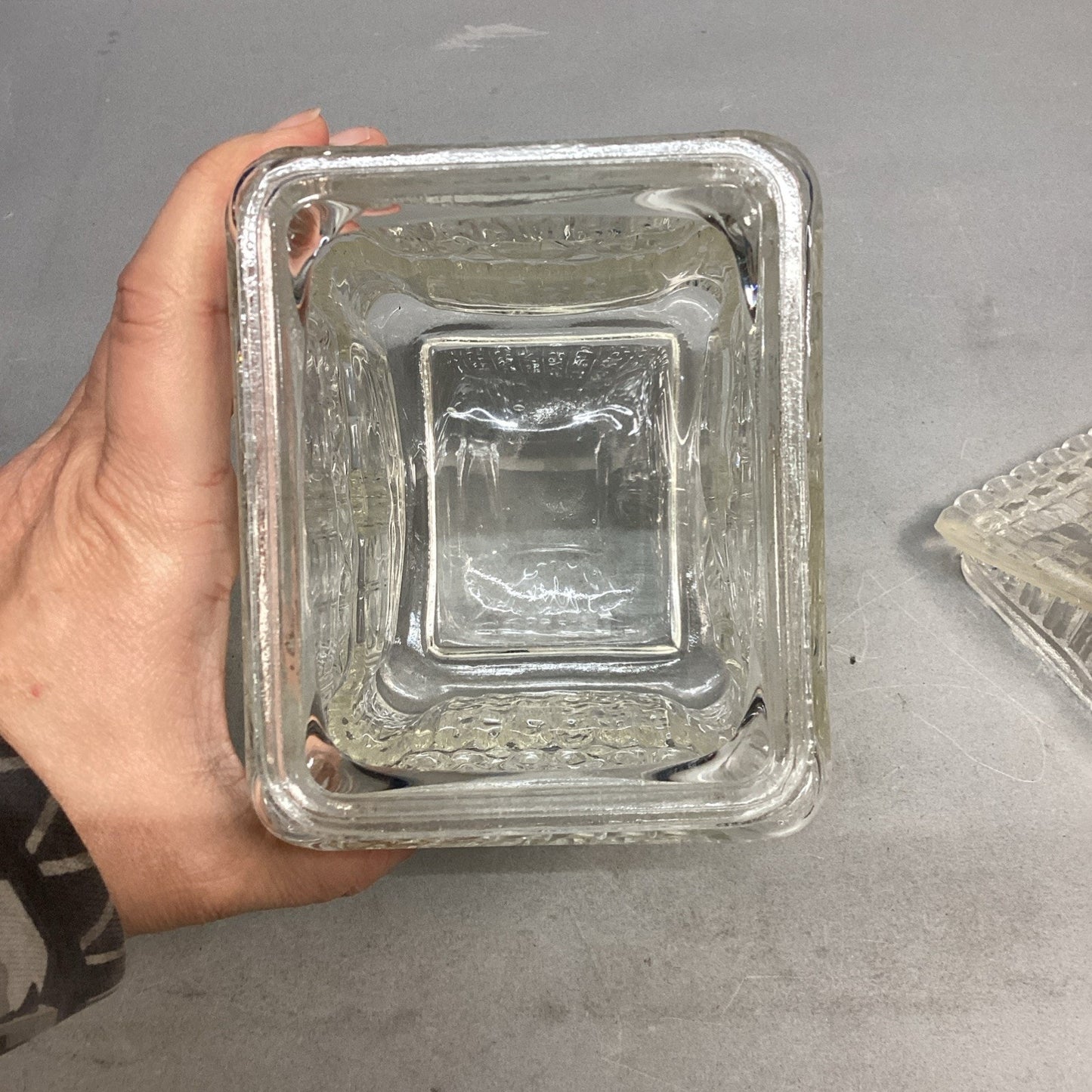 Marshall Fields Clear Glass 2-Story Building Cookie Jar - 9”H