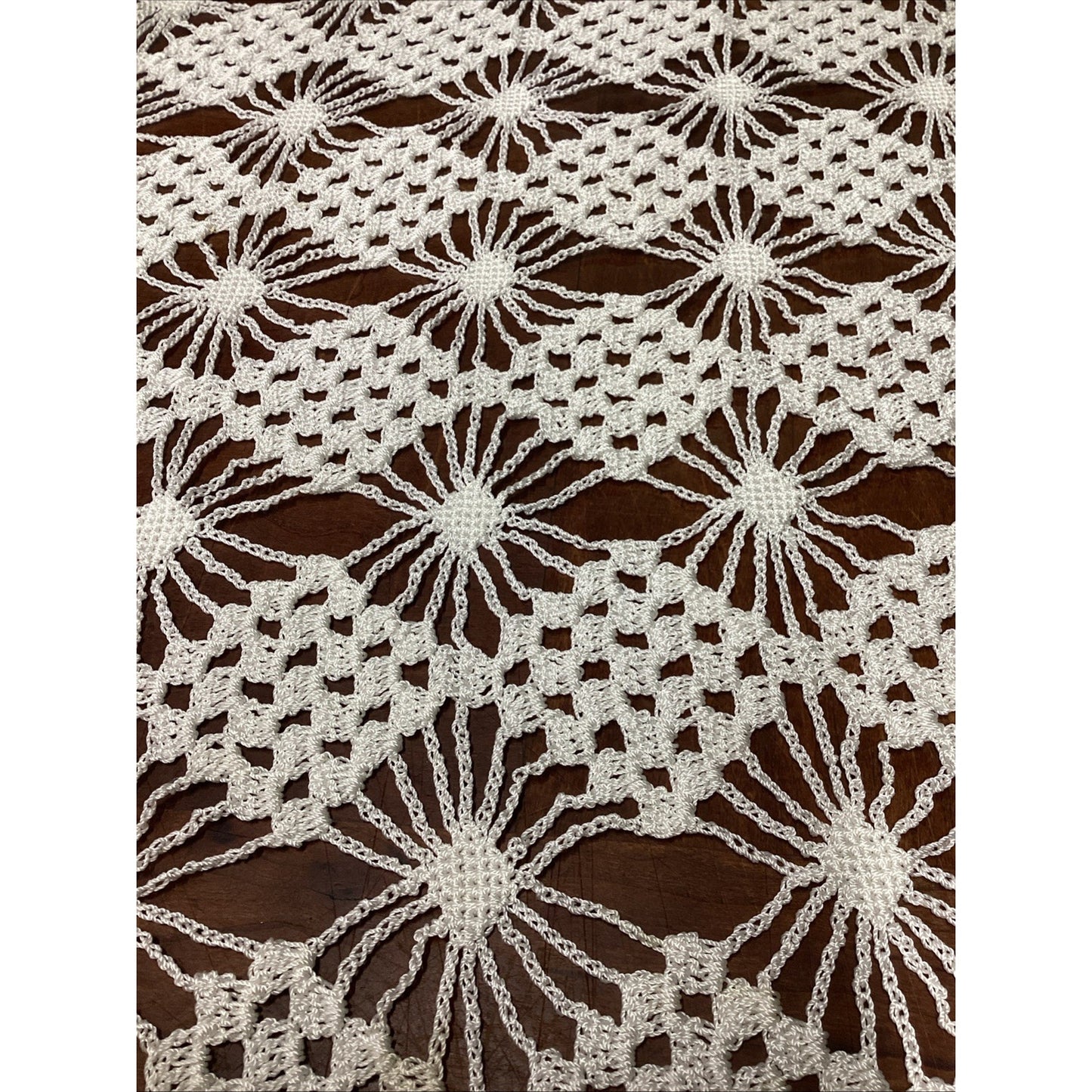 Vintage Crochet Bedspread Or Tablecloth - 42x40”