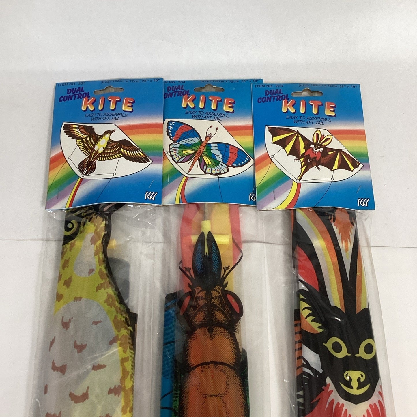 Set Of 3 Vintage Dual Control Kites - Easy To Assemble W/ 4Ft Tail