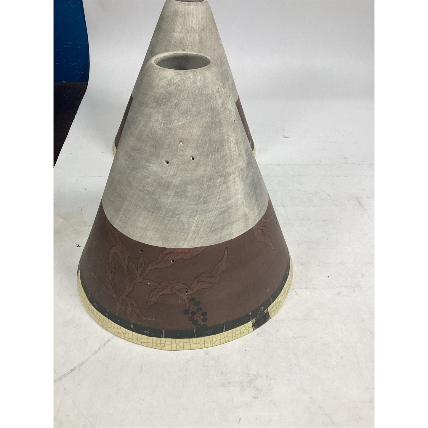 Set of 2 Studio Art Pottery Lamp Shades - 7.75”Hx8”D