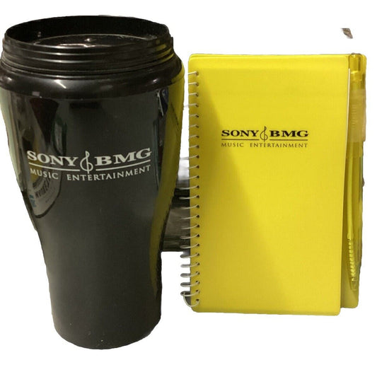 Vintage Sony & BMG Music Entertainment Coffee Cup, Notebook And Pen Set