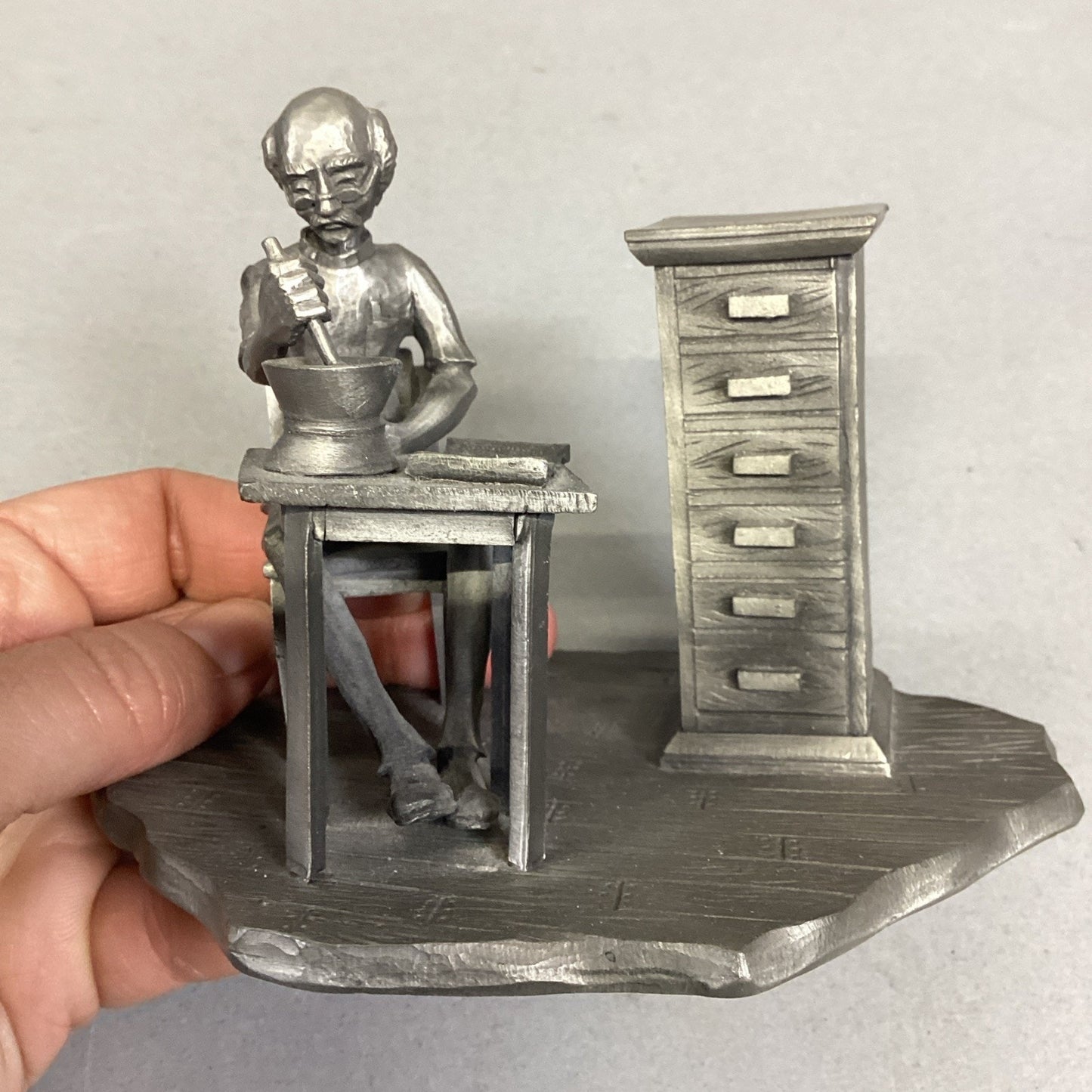 Heritage Pewter Apothecary Compounding Pharmacist Figurine, 3 1/2" Tall