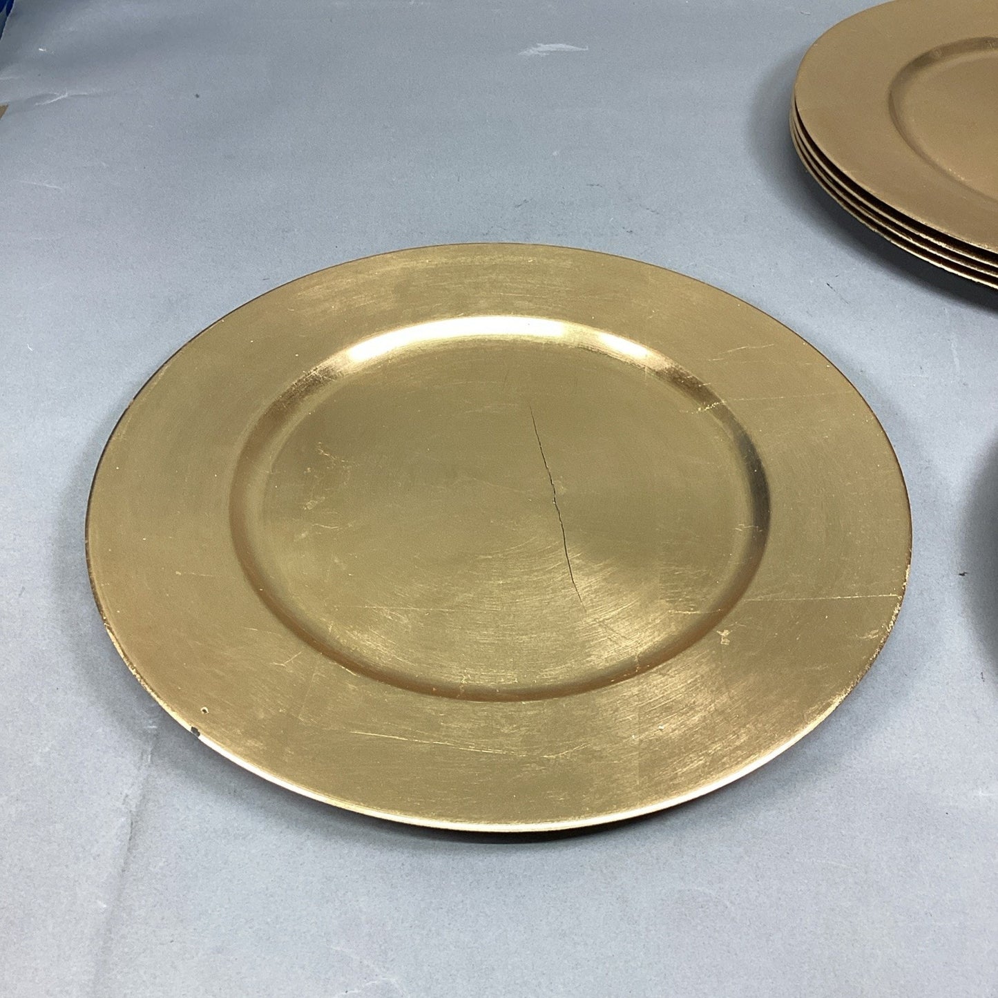 Set Of 9 Gold Gilt Chargers - 14”D