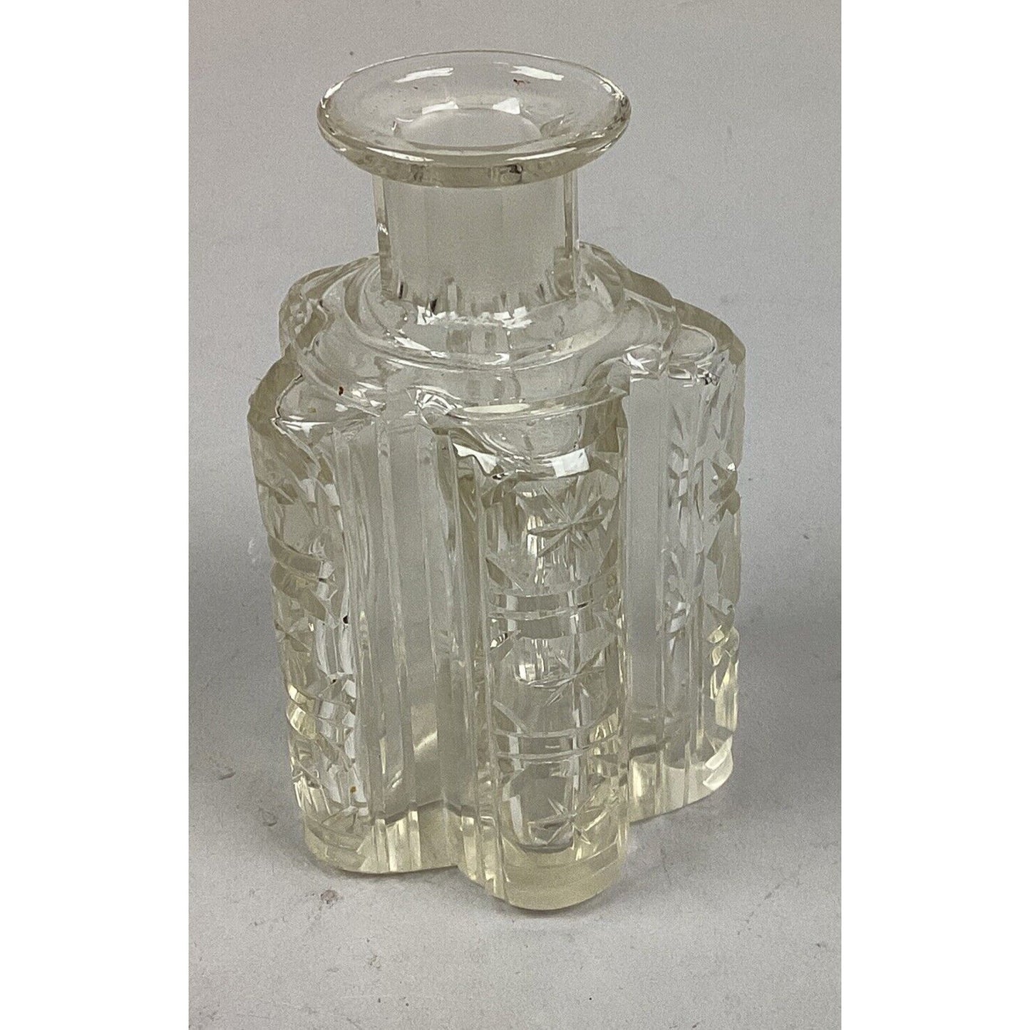 Vintage Cut Glass Whiskey Decanter Without Stopper - Textured Glass - 4.25”
