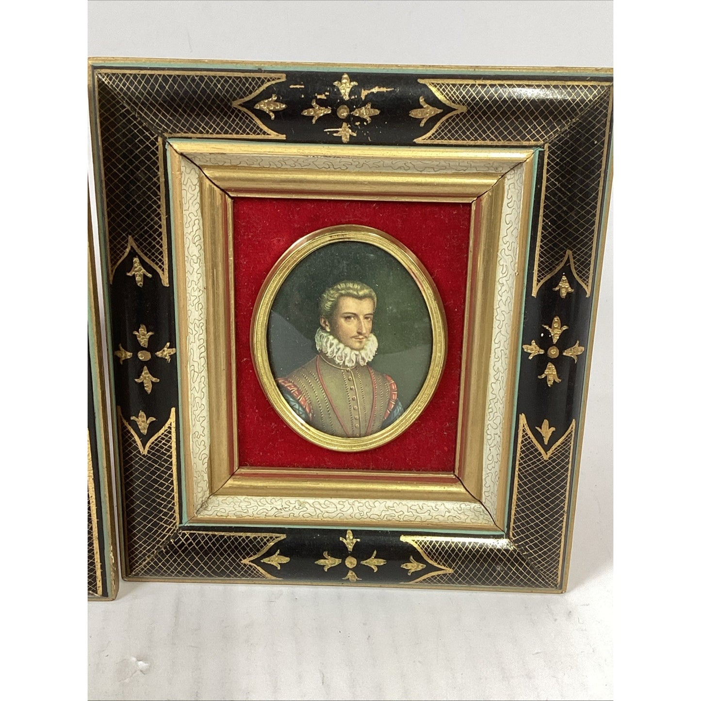Dianne De Poitiers And Henri De Lorraine-Duque De Guisa Portraits In Frames