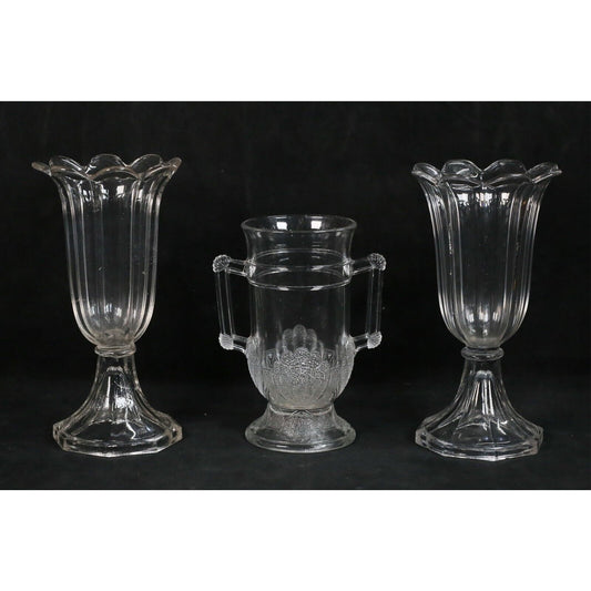 3 Pieces Pressed Glass