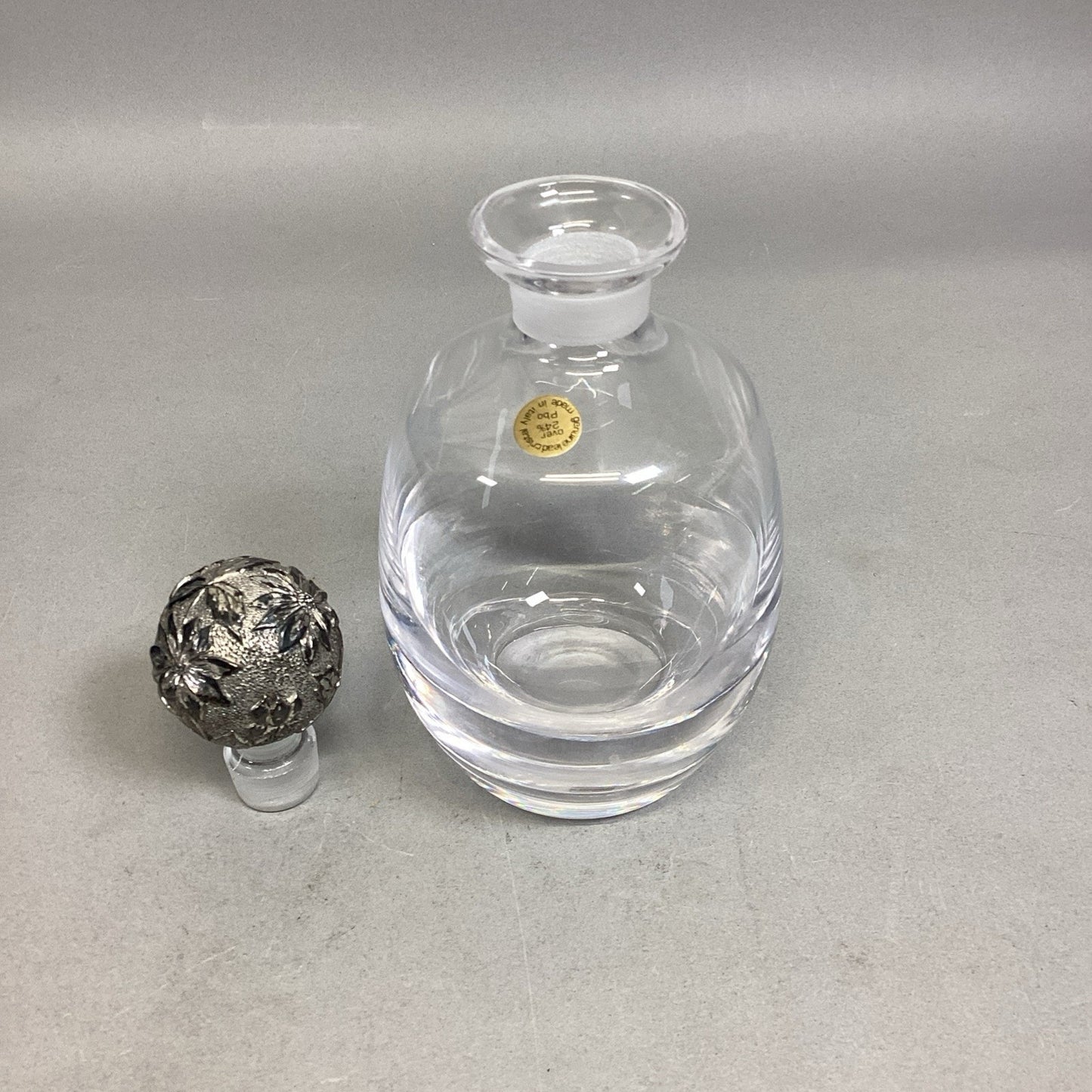 Genuine Lead Cristal Decanter Cruet W/ Stopper - Made In Italy - Over 24% Pbo