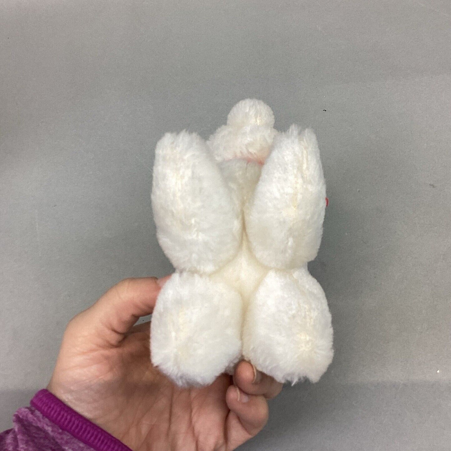 Vintage 1982 White Polar Bear Cub Plush Toy With Red Ribbon