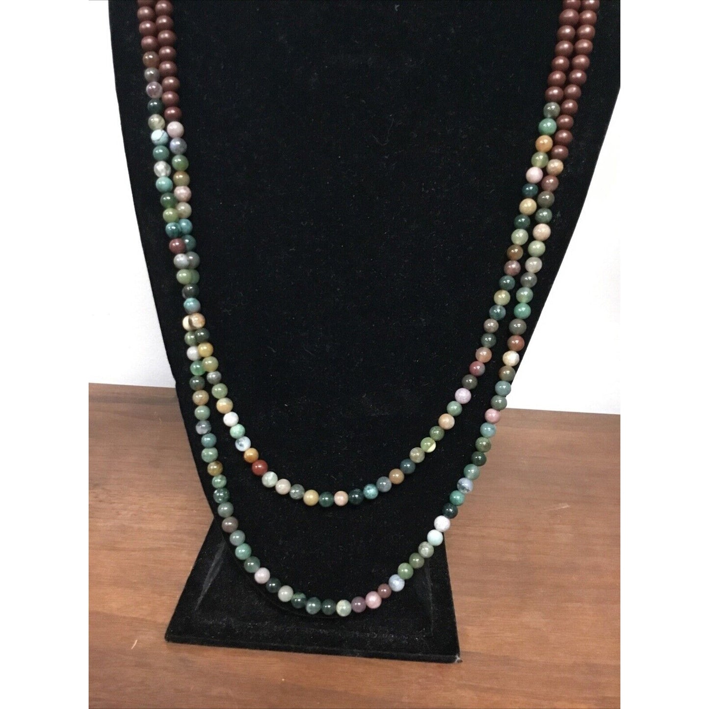 Beaded Multi color Necklace. Leather Ties Behind Neck