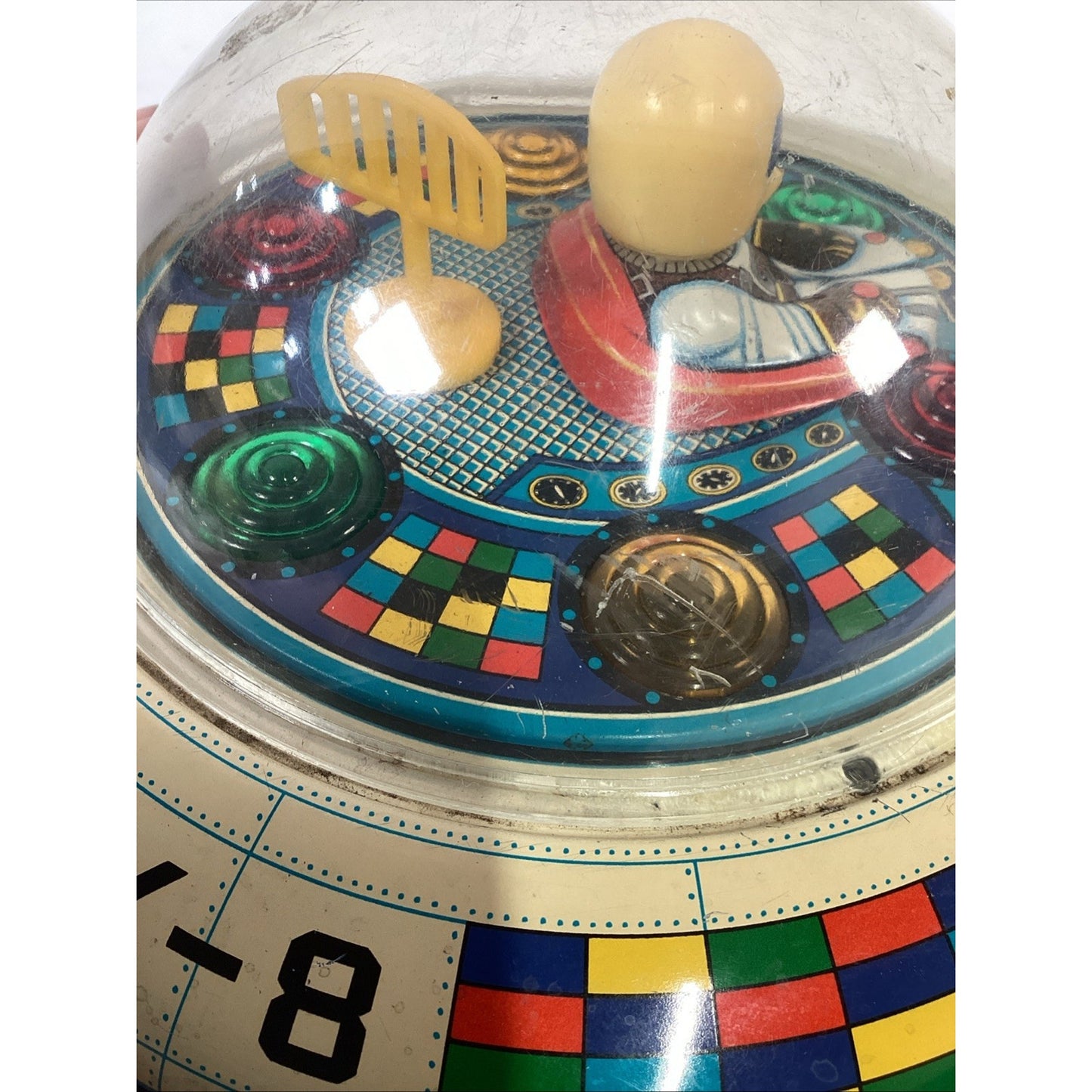 Vintage X-8 Spaceship Toy - No Lights - Spins/Moves/Sound Works