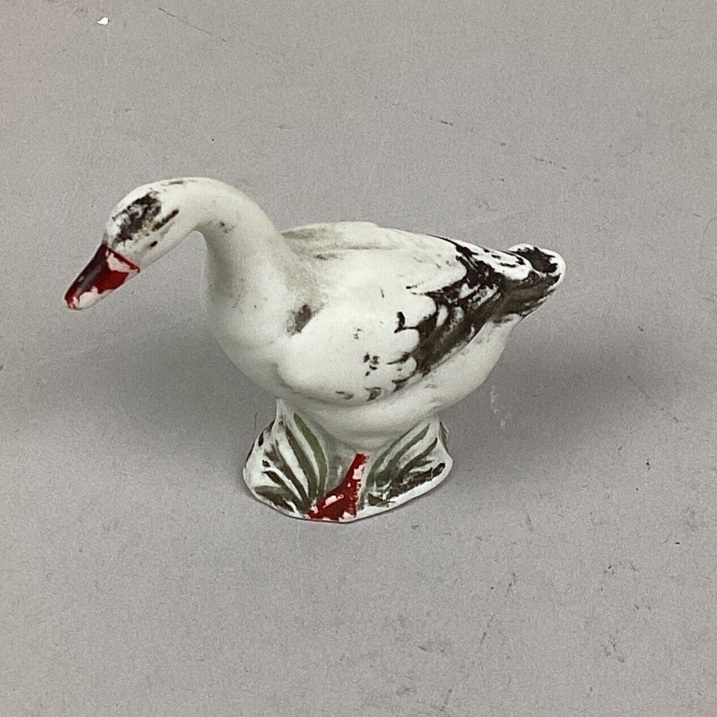 Vintage Porcelain Hand Painted Miniature Goose Figurine Standard Gauge - 1 7/8”