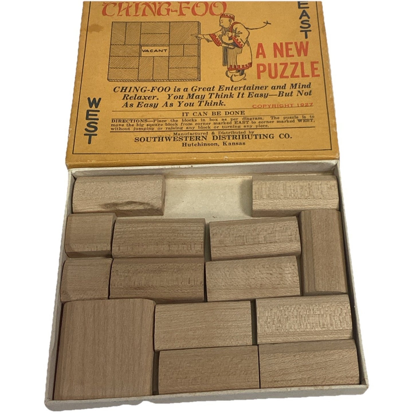 Rare Vintage 1927 Ching-Foo Klotski Wood Sliding Puzzle