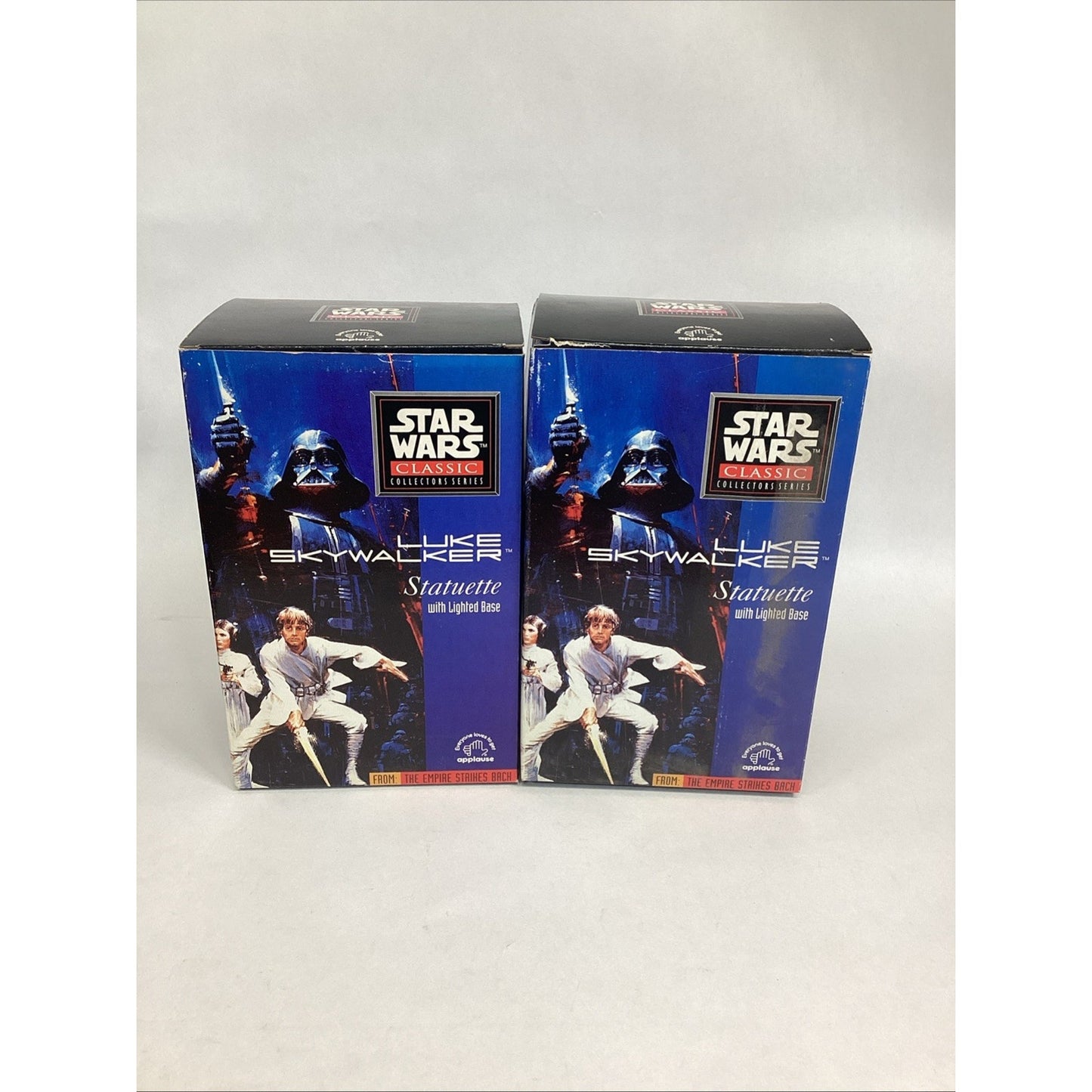 2 VTG Star Wars Classic Luke Skywalker Statuette With Working Lighted Base