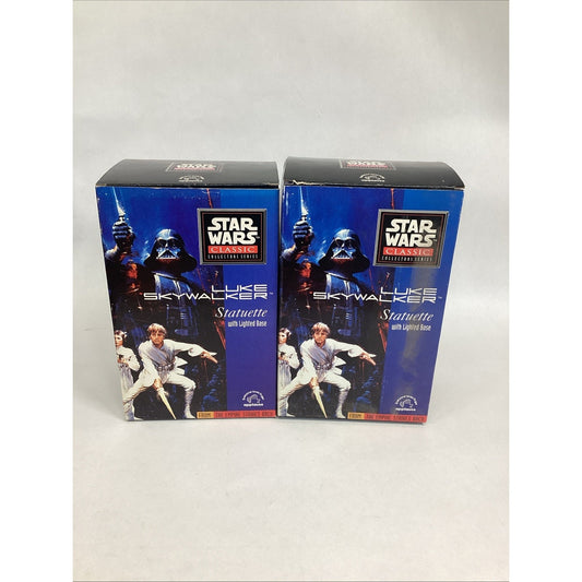 2 VTG Star Wars Classic Luke Skywalker Statuette With Working Lighted Base