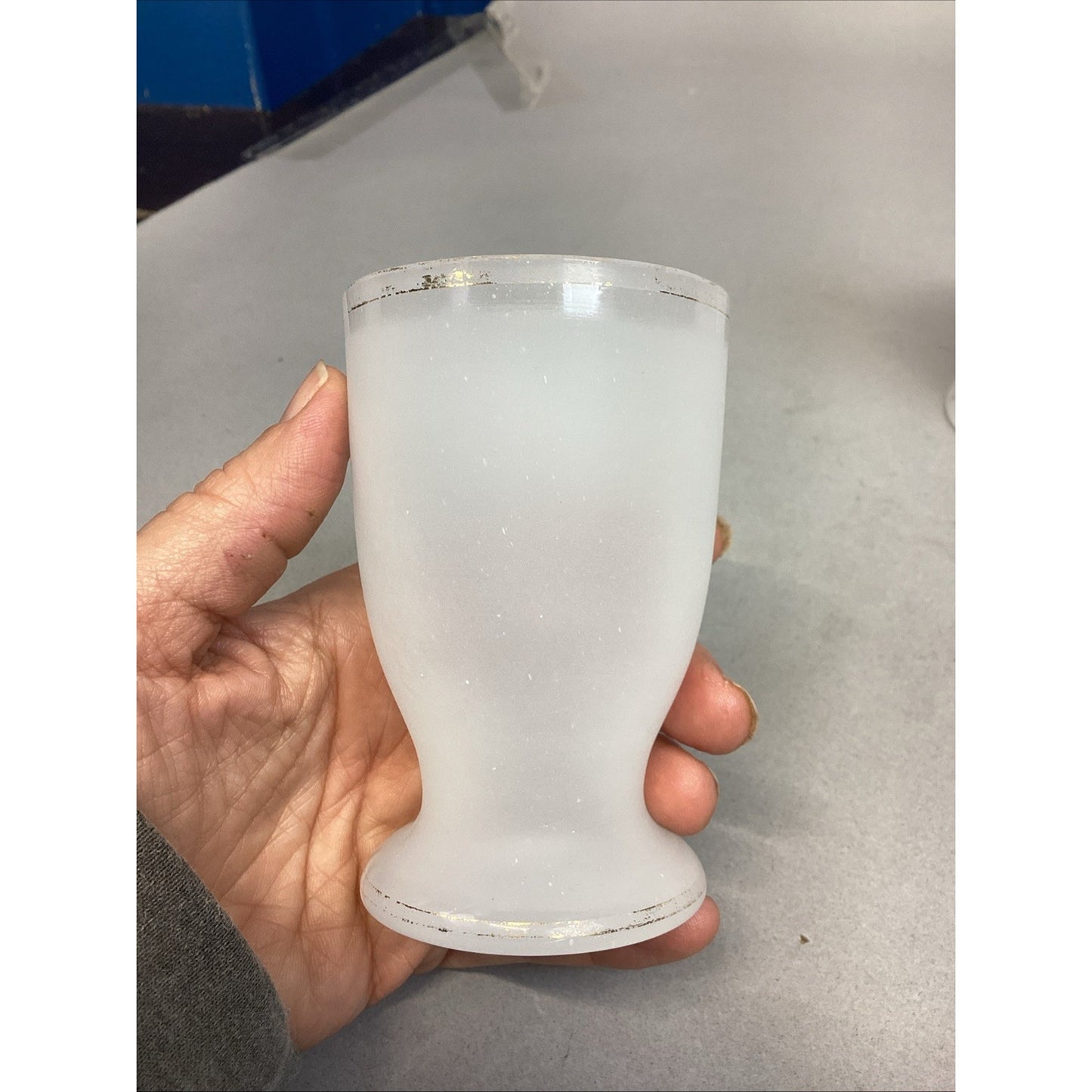 Set Of 7 Vintage Frosted Glass Egg Cups - 4”H