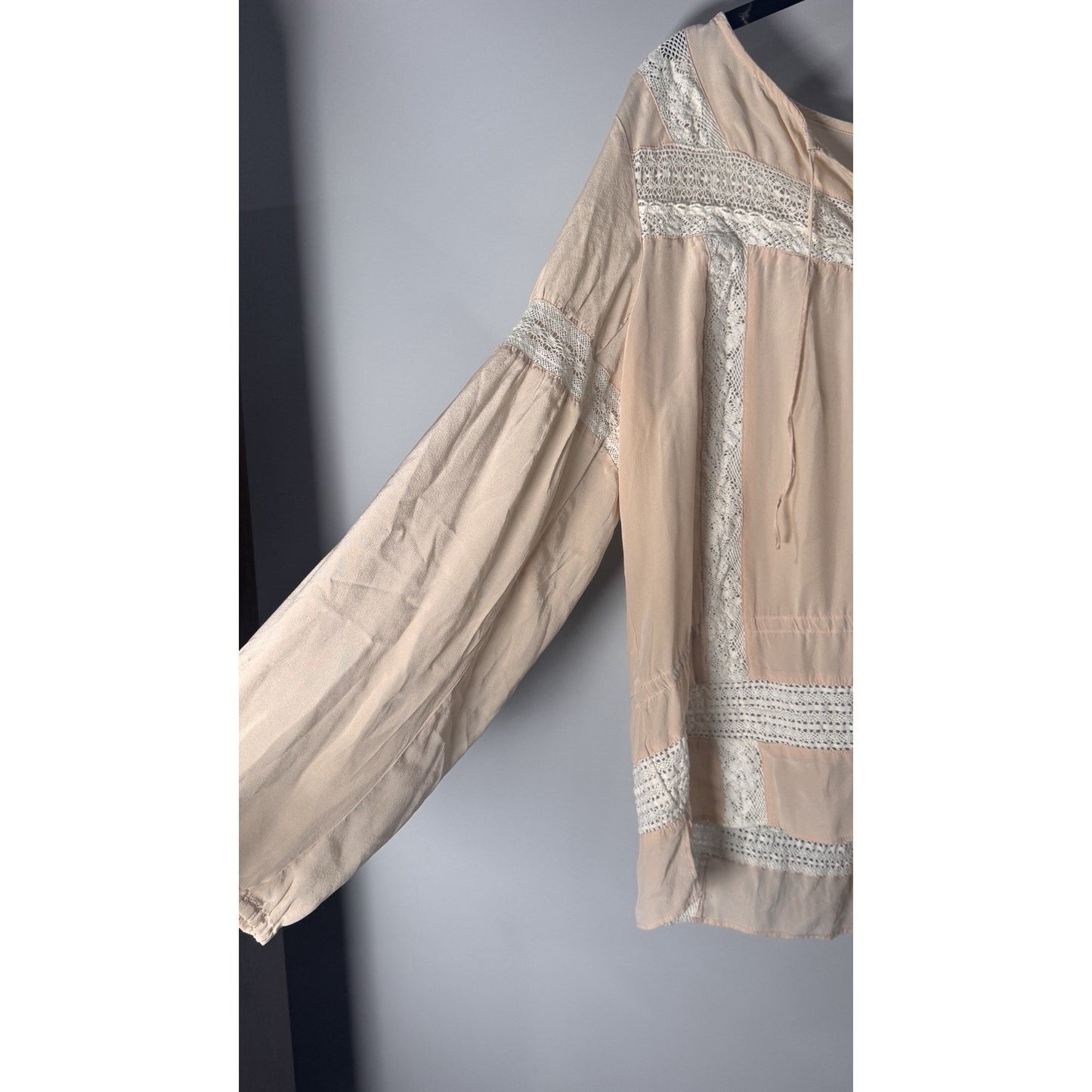 Haute Hippie Peach And Lace Blouse Shirt Size M