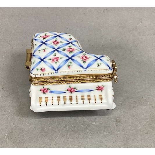 Lefton China 1997 #11176 - Piano Hinged Trinket Box Pink Flowers