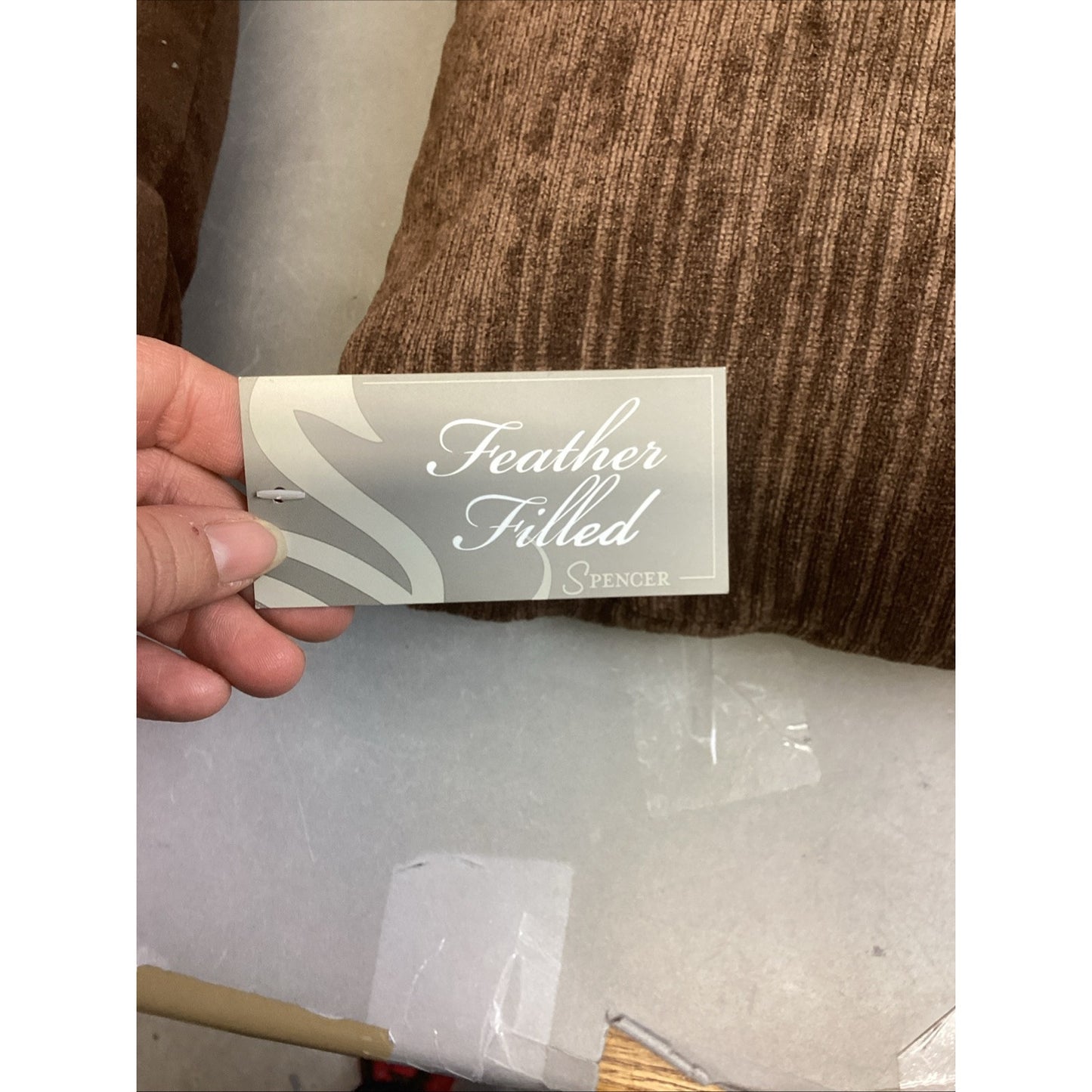 2 Large Plush Brown Suede Accent Pillows & 1 Spencer Feather Filled Pillow