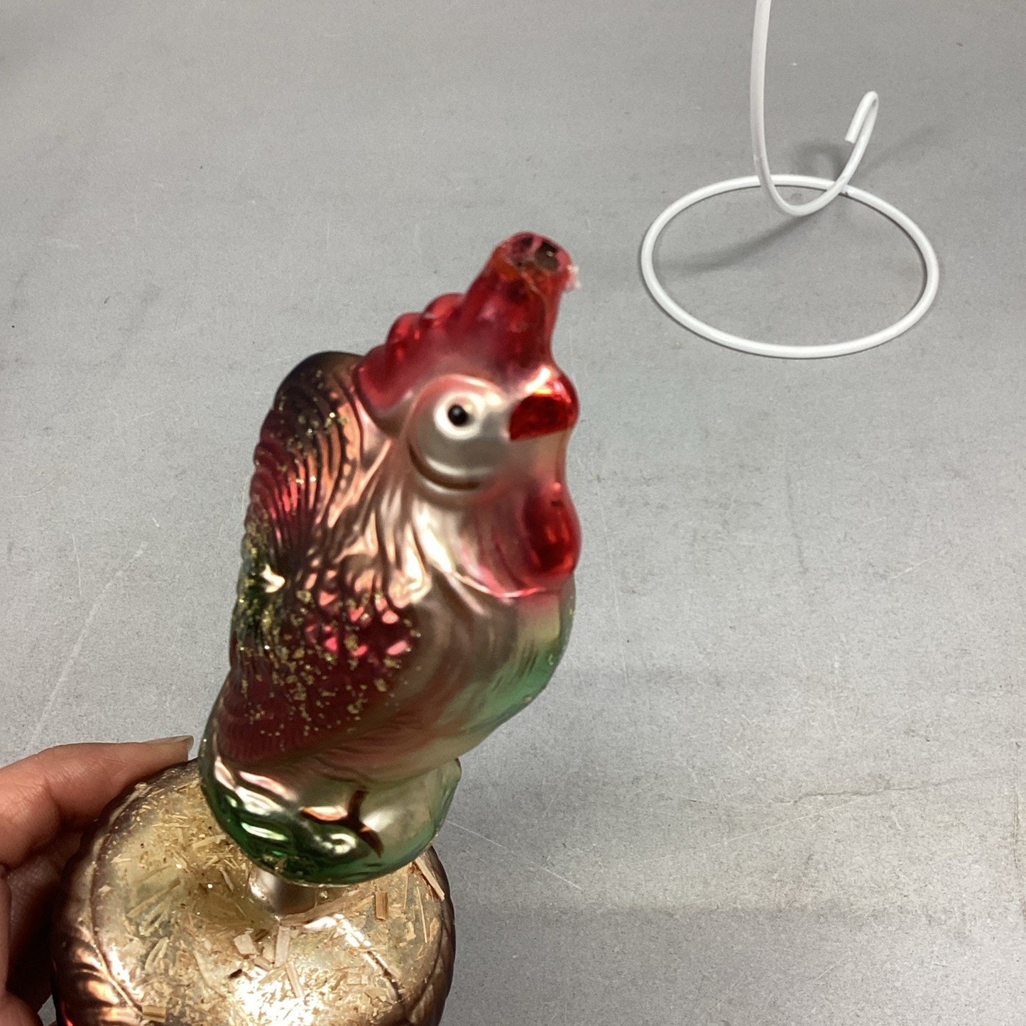 1998 Christopher Radko Rise & Shine Rooster 7" Ornament 98-082-0 No Topper
