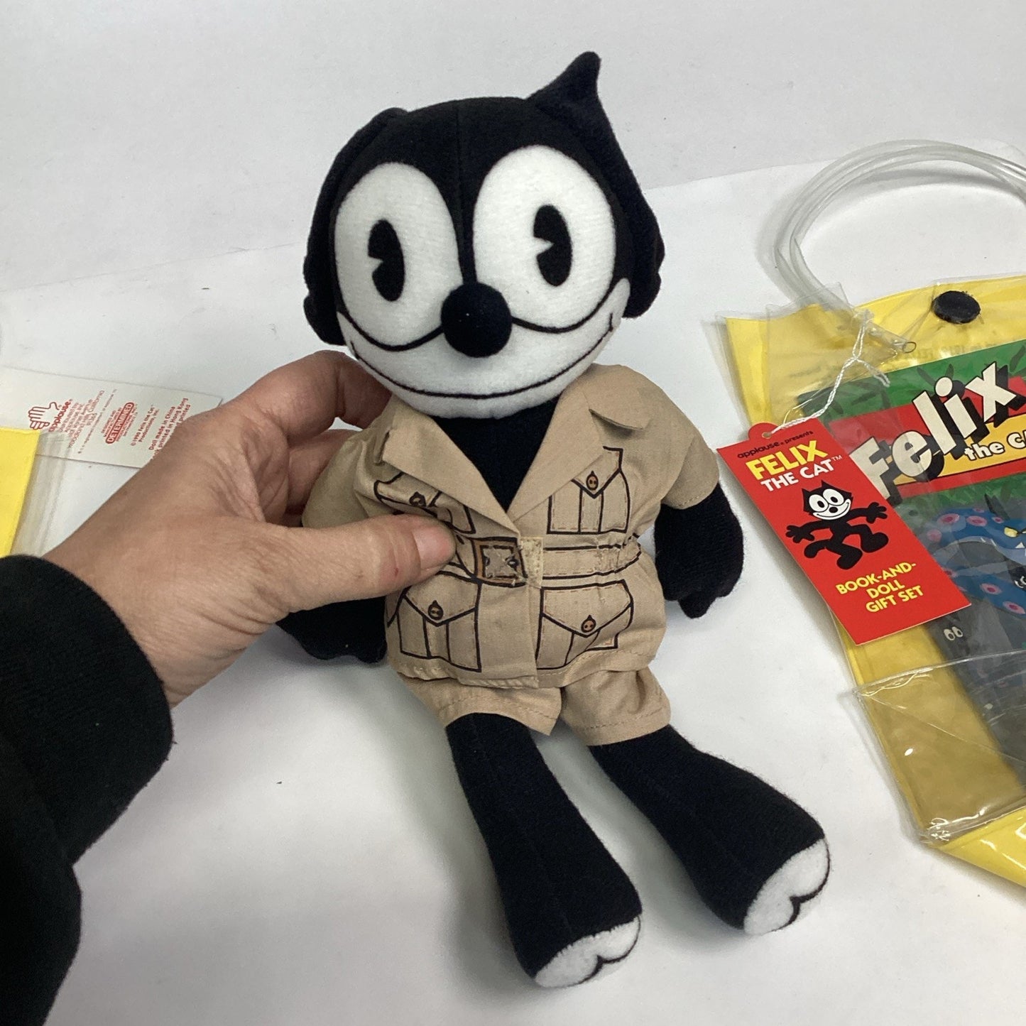 Set Of 2 Felix The Cat Plush Doll & Jungle Jitters Books W/ Carry Bags - New!