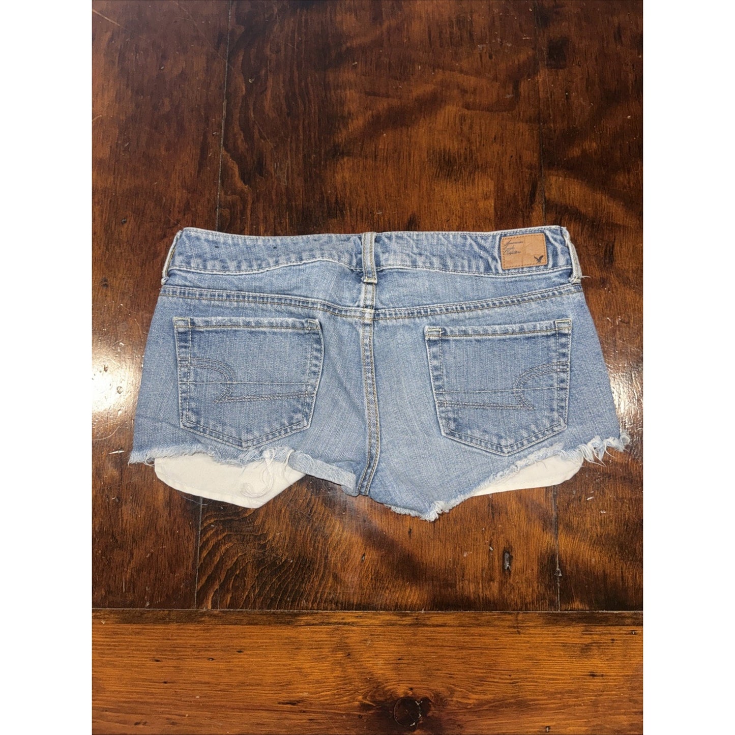 American Eagle Denim Short Shorts Size 6 Distressed Star Pocket Lining Y2K