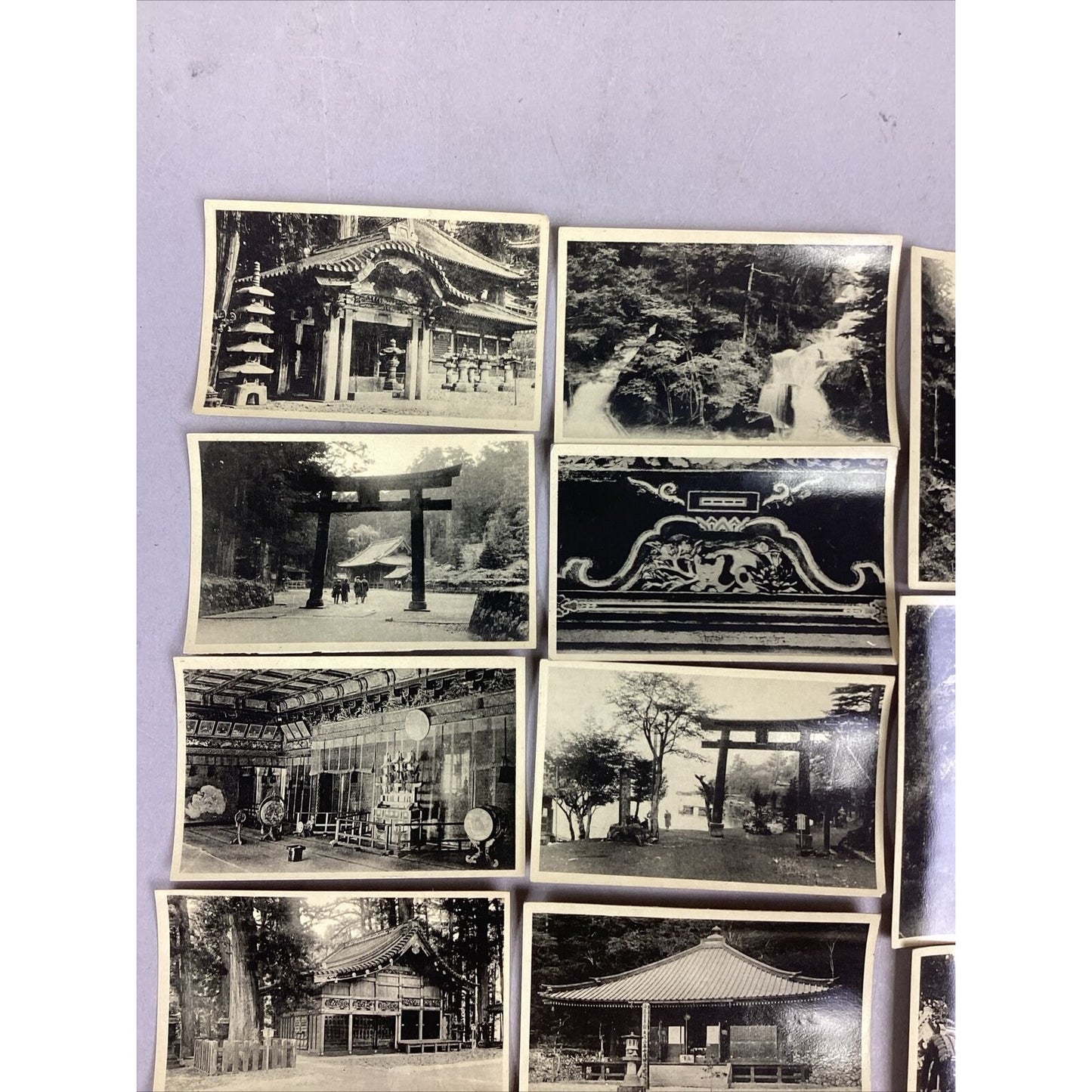 Set Of 21 Vintage Miniature Black And White Japanese Photos - Nikko