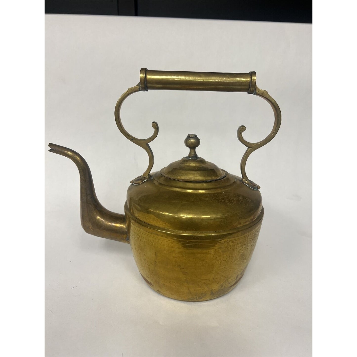 Antique Moroccan Moorish Large Heavy Solid Brass Kettle, 19th C