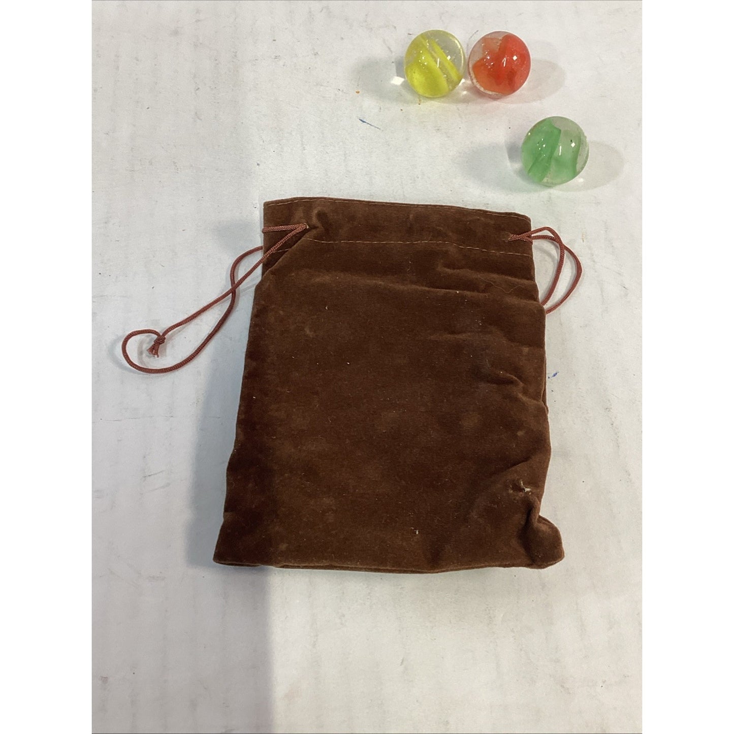 Vintage Lot of 3 Large Glass Shooter Marbles With Pouch