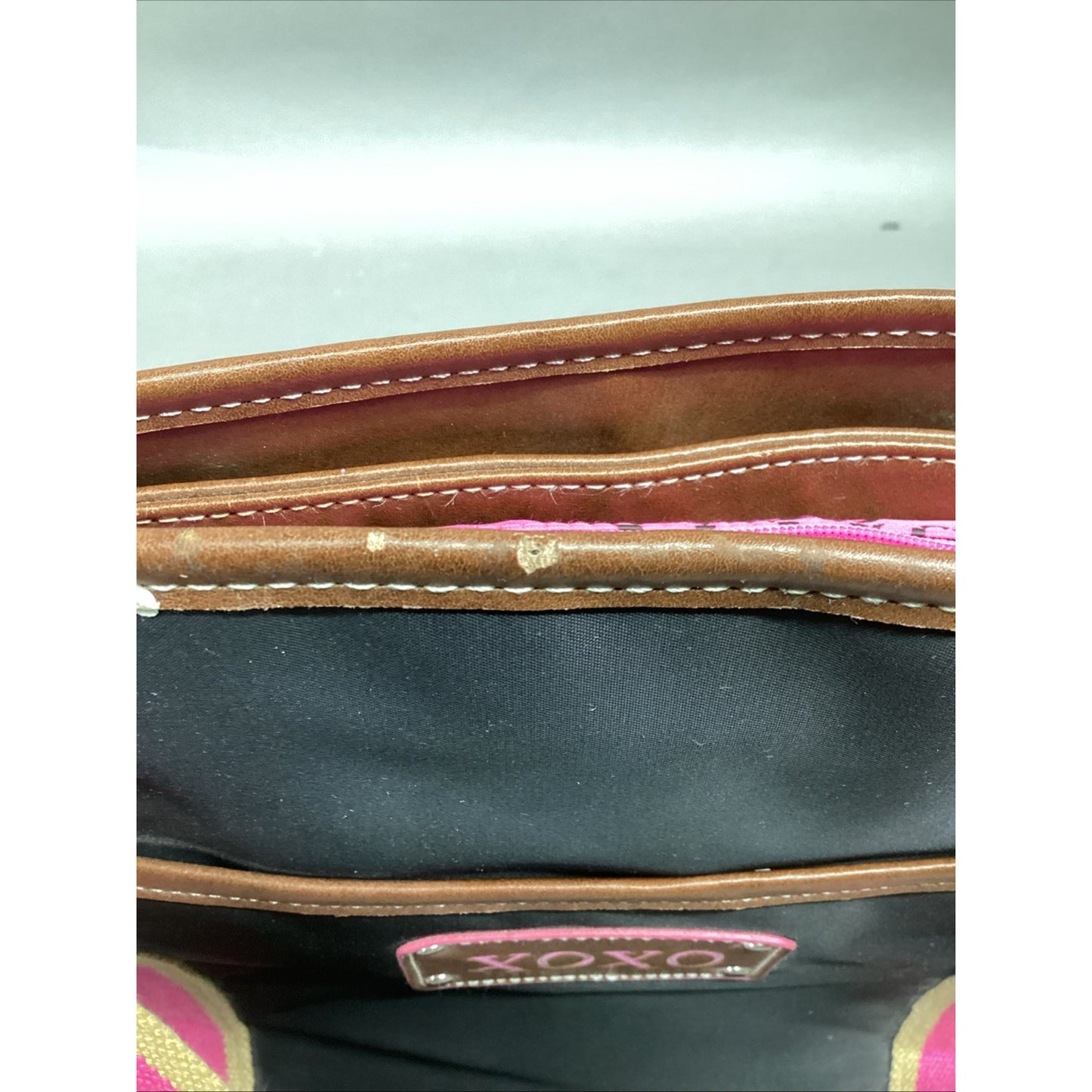 Vintage XOXO Pink Black Tote Bag - 18.5x14”