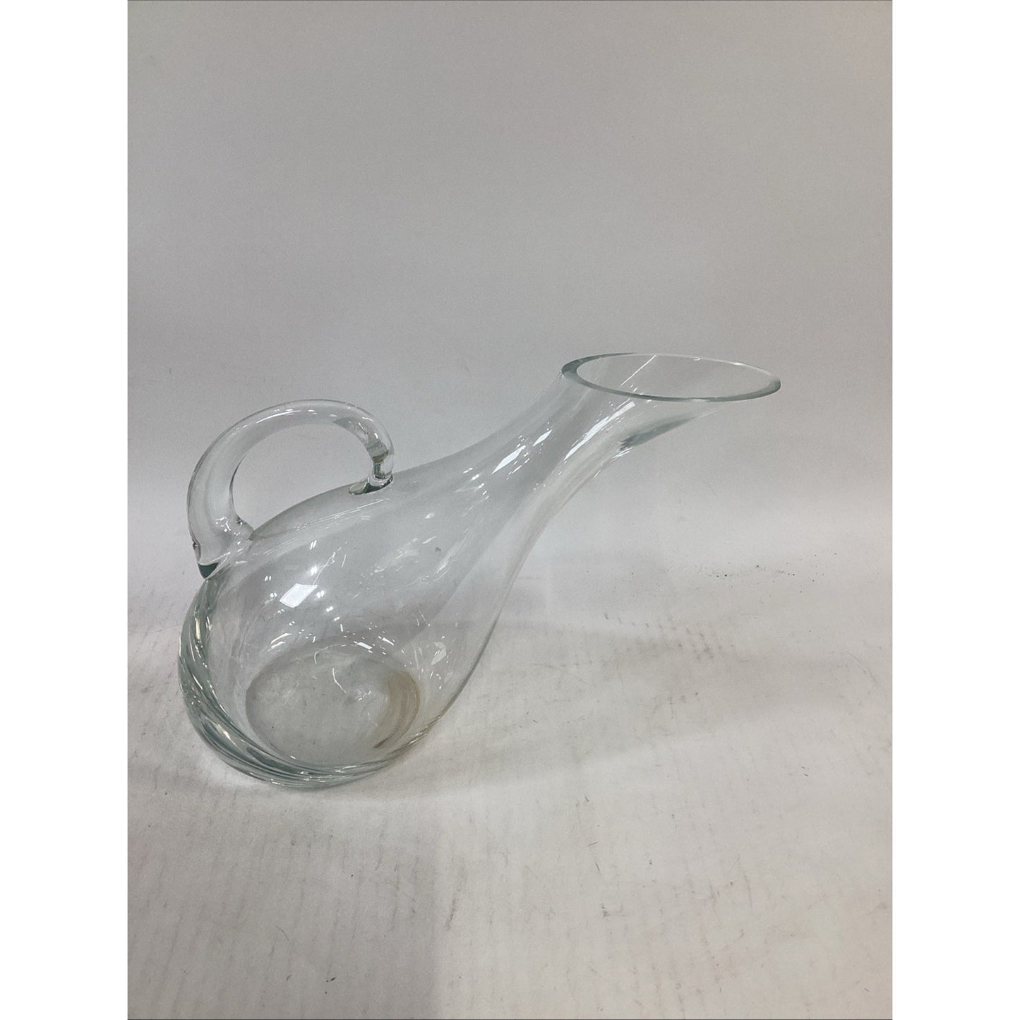 Vintage Bormioli Rocco Hand Blown Glass Pitcher With Handle – 13.5”L