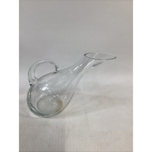 Vintage Bormioli Rocco Hand Blown Glass Pitcher With Handle – 13.5”L