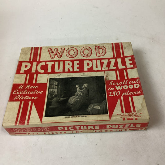 Vintage Wood Picture Puzzle - Home Life In Holland