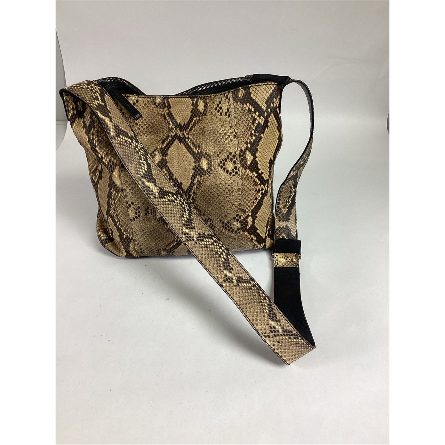 Leonello Borghi Snakeskin Print Purse With Shoulder Strap - 3 Pockets - Korea