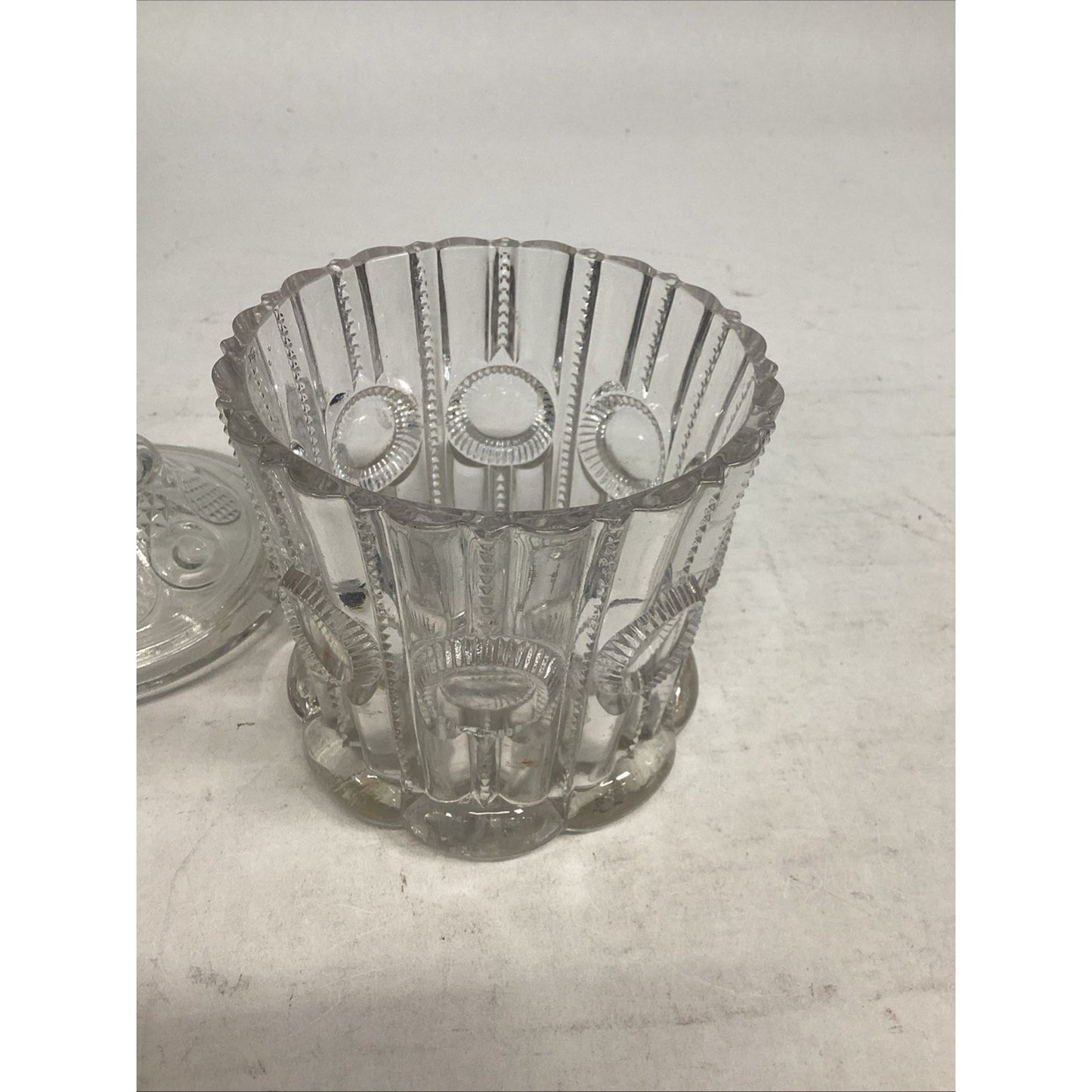 Vintage EAPG Pressed Glass Sugar Bowl With Lid Or Lidded Candy Dish