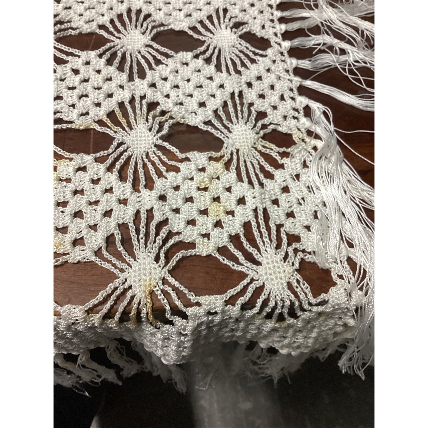 Vintage Crochet Bedspread Or Tablecloth - 42x40”
