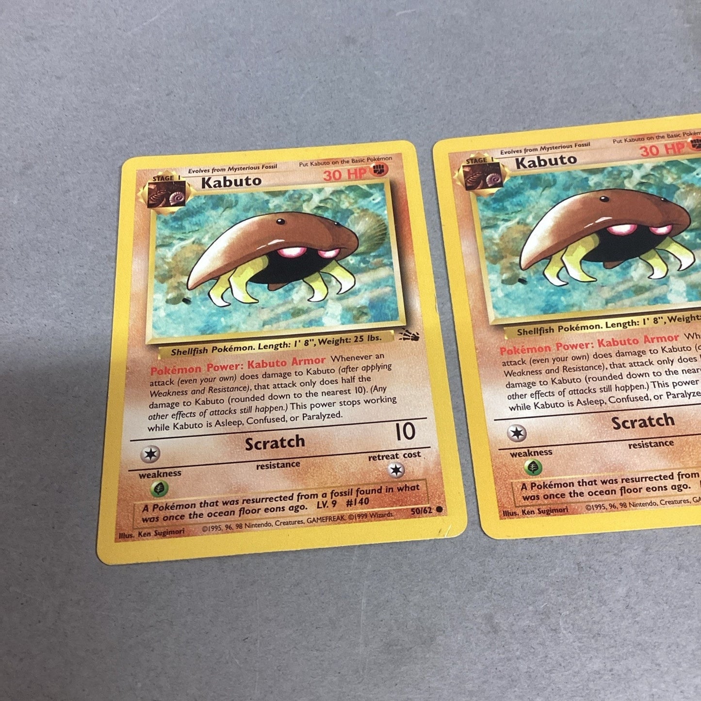 Pokémon Kabuto Fossil 50/62 - Set Of 2 Trading Cards