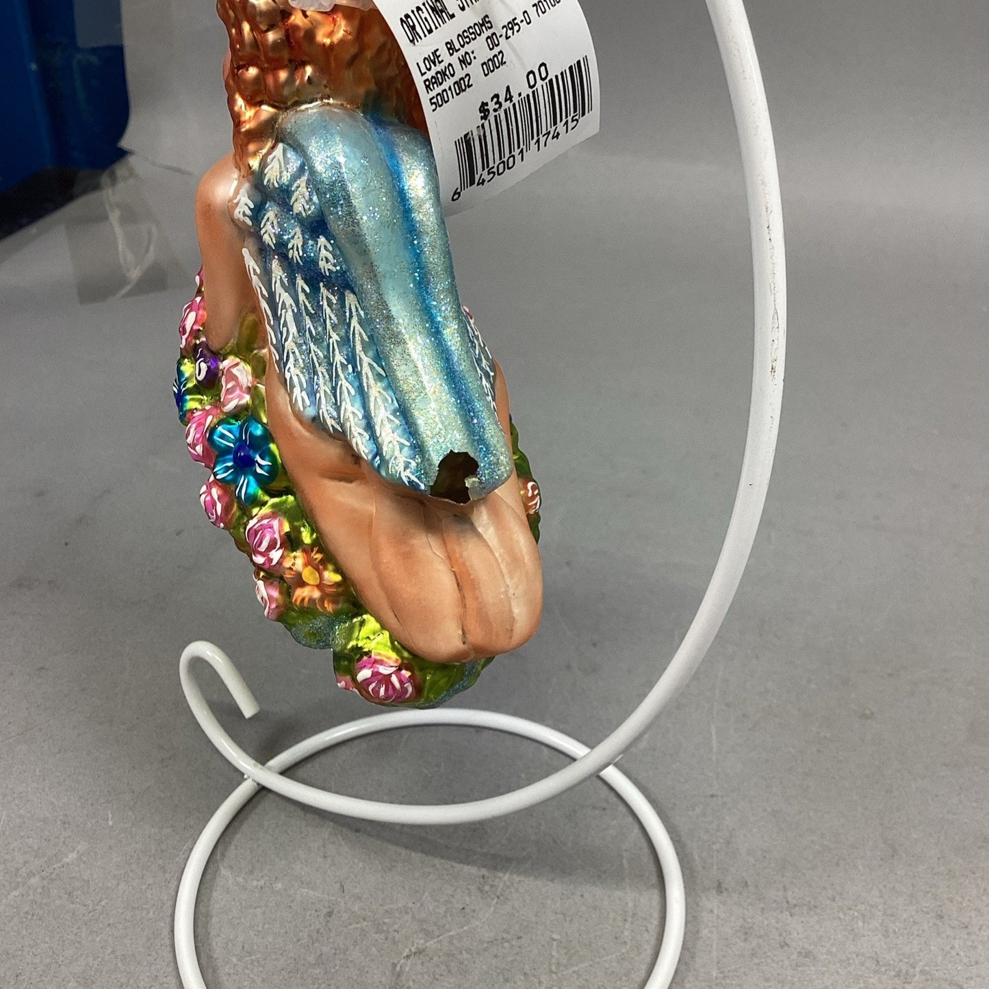 Christopher Radko Cherubic Angel Ornament Love Blossom - Damaged On Wing