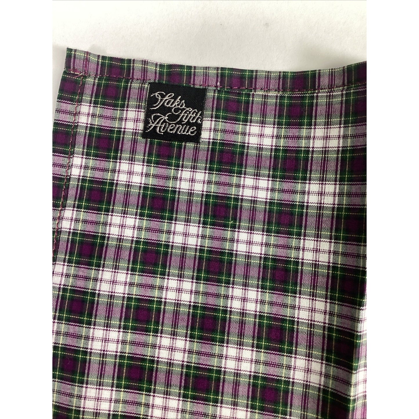 Set Of 2 Saks Fifth Avenue Men’s Plaid Cotton Handkerchiefs