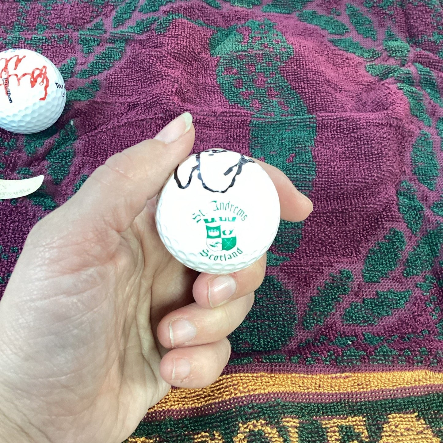 St. Saint Andrews Golf Course Links Golf Towel & Autographed Logo Balls In Pouch