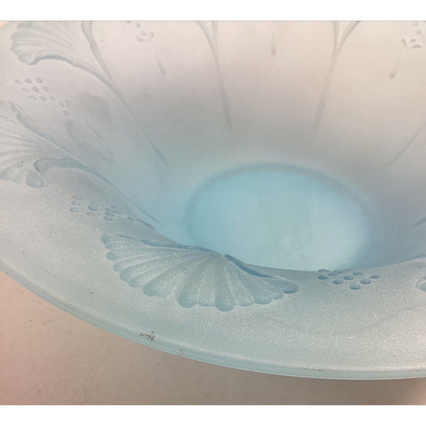 Vintage Tiffin Sky Blue Satin Glass Console Bowl - 3”Hx10”D