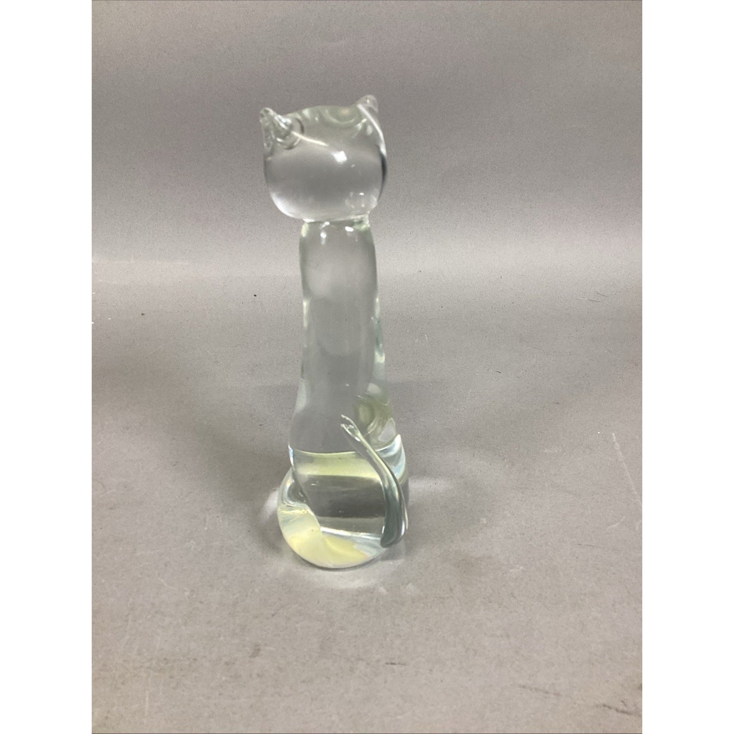 Vintage Glass Cat Figurine Paperweight - 7.25”H